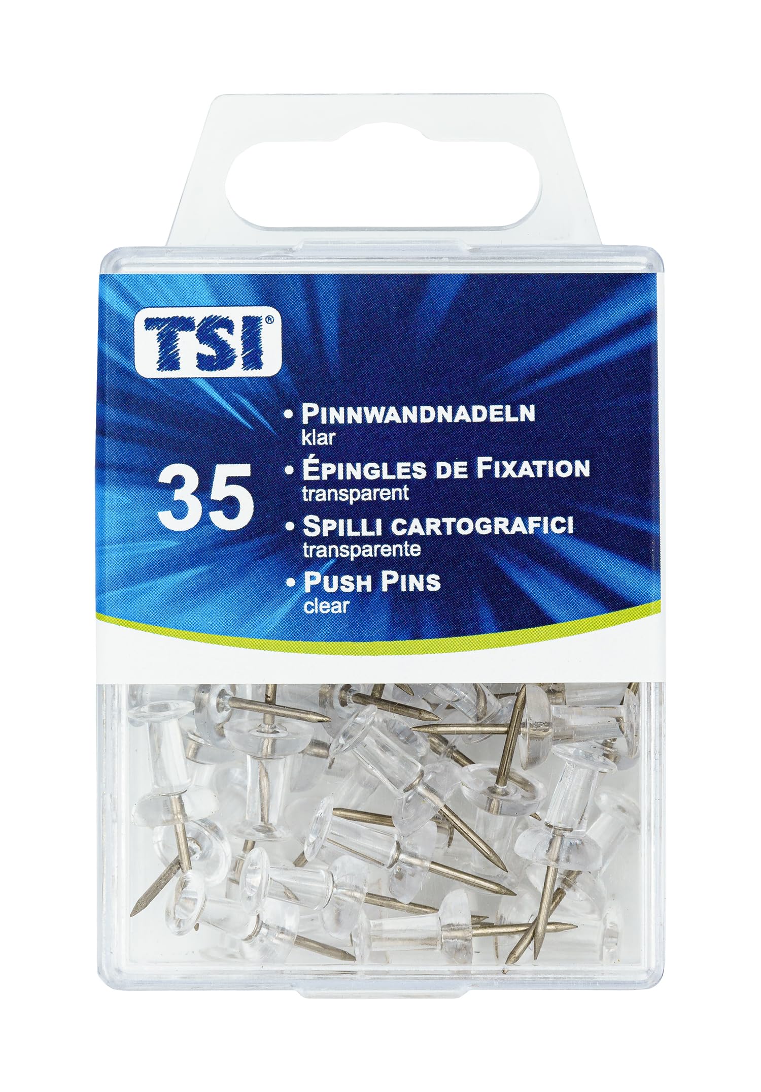 TSI 48310 Push Pins Pack of 35 Clear