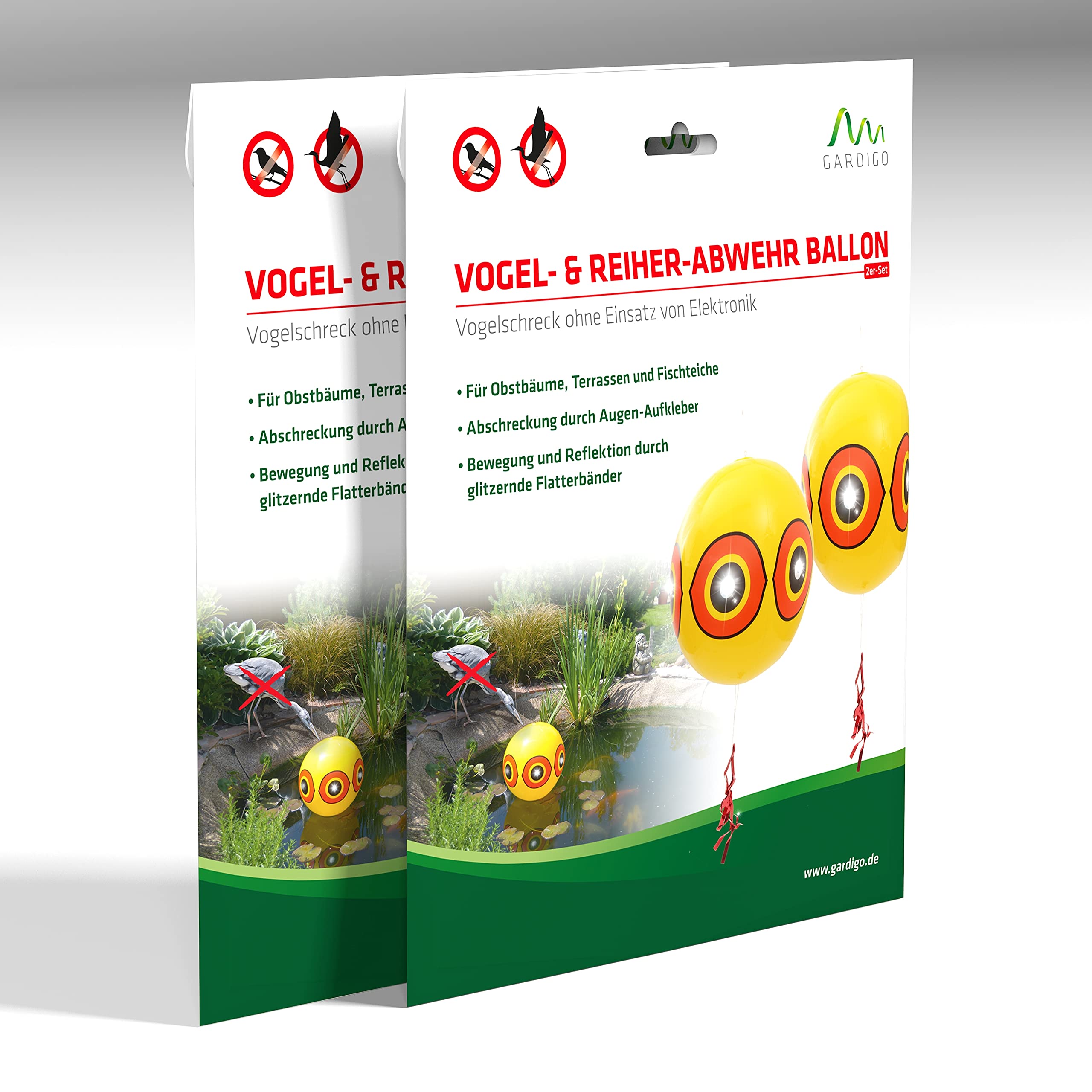 Gardigo Set di 4 Palloncini Spaventapasseri | Palloni Dissuasori per Volatili | Repellente per Uccelli e Piccioni