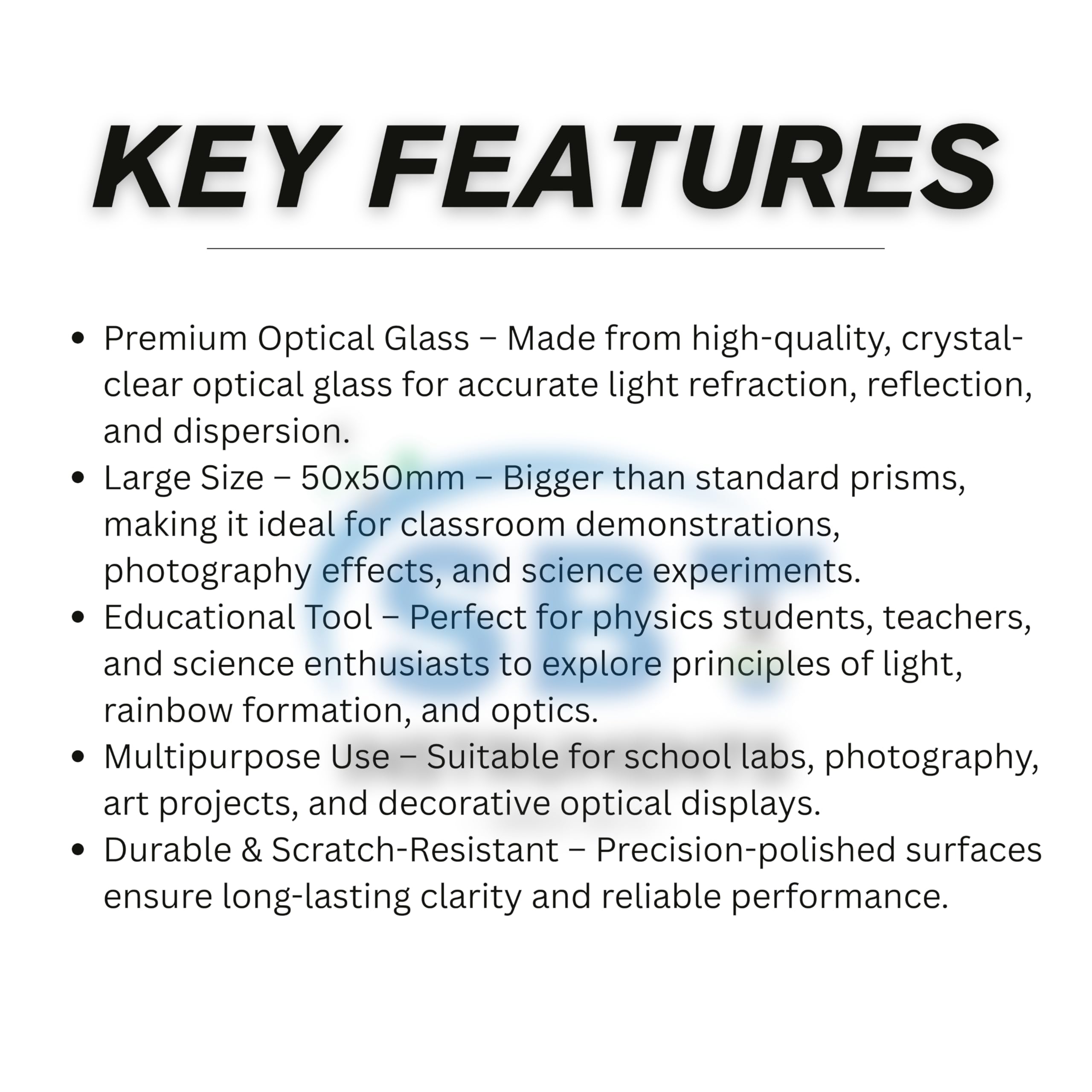 SBT Instrumetns Optical Glass Prism, Crystal Clear Right Angle Triangular Prism 50X50 MM for Light Refraction, Photography 4