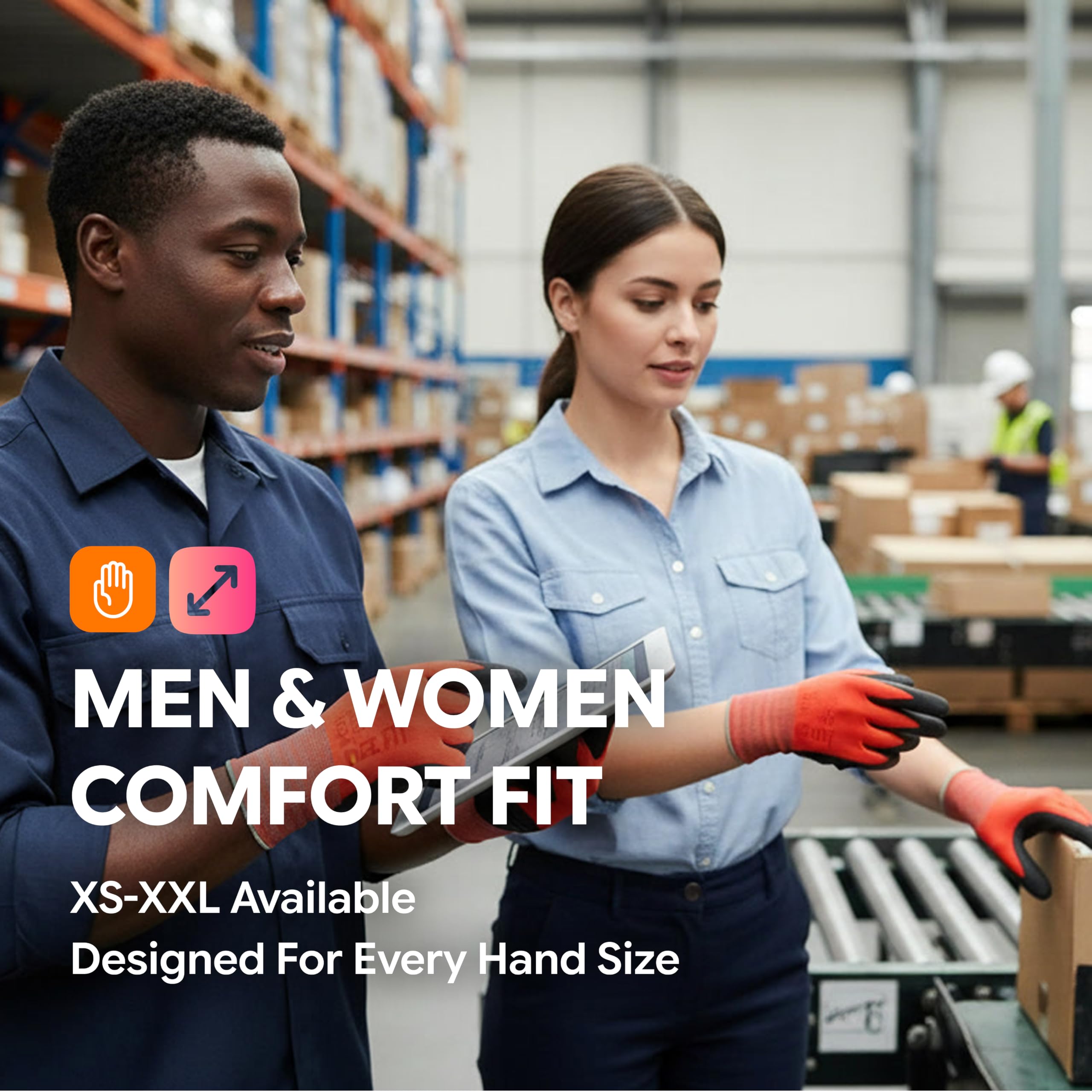 DEX FIT FN320 Guanti da Lavoro in Nylon Premium - Vestibilità 3D-Comfort, Presa in Nitrile, Sottili e Leggeri, Super Traspiranti e Protettivi, Lavabili; Blu 10 (XL) 12 Paia