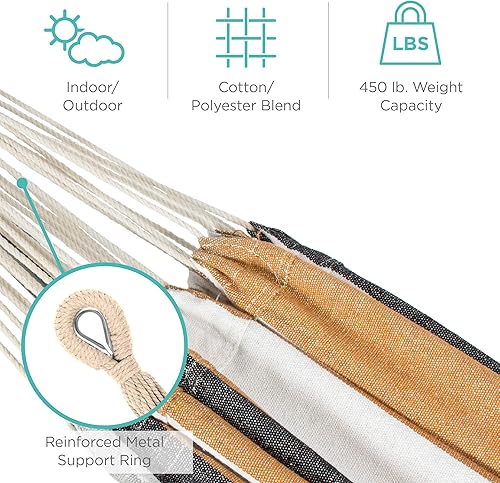 Miniatura 6 de Hamaca Best Choice Products doble de algodón estilo brasileño para 2 personas