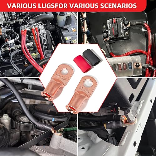 Miniatura 7 de RED WOLF Interruptor de reinicio manual del disyuntor de 200 A, 10 AWG - 516 pulgadas, extremo de cable de batería, terminal de anillo de cobre,