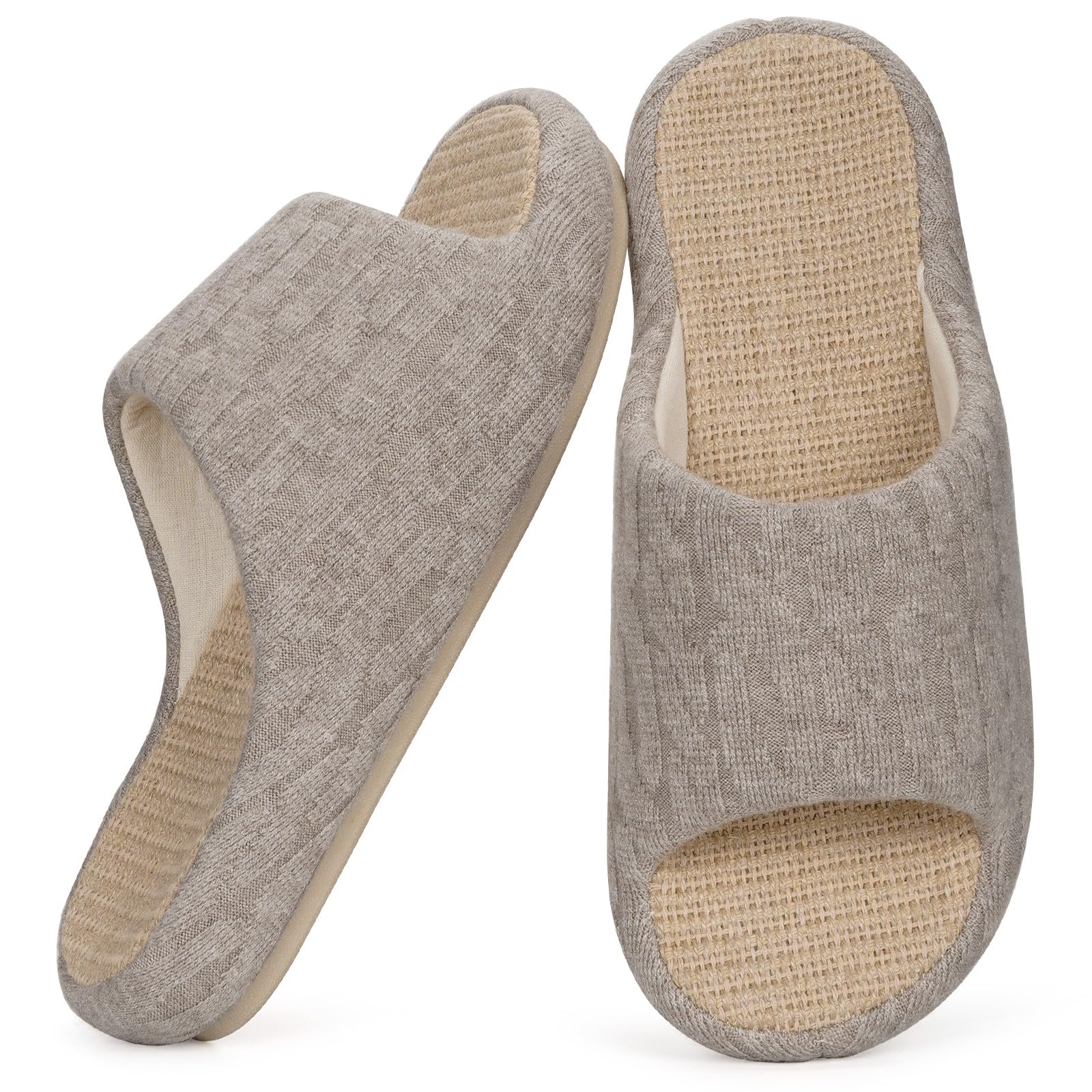 Eagsouni Pantofole di Lino Donna Antiscivolo in Cotone Casual Confortevole Ciabatte da casa Quattro Stagioni Morbide Pantofola