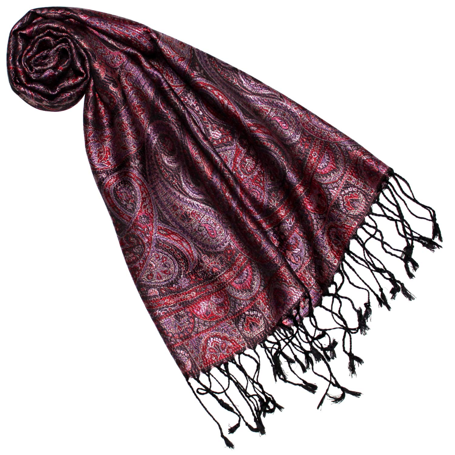 Lorenzo Cana Bufanda de seda para mujer, bufanda de seda 100% tejido bufanda de mujer elegante Paisley patrón multicolor, rojo oscuro, Talla única