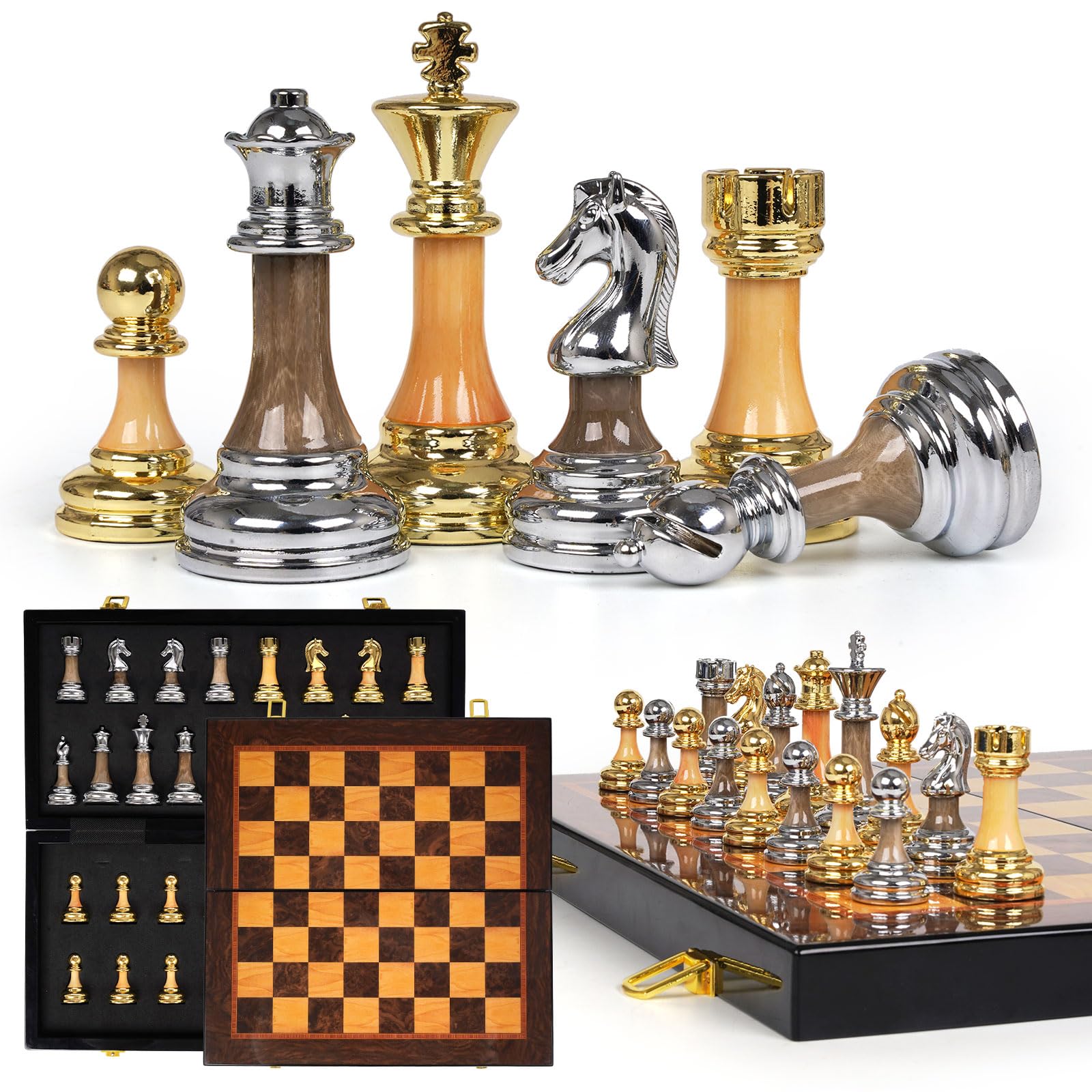 Photo 1 of Kvintes Luxury Chess Set with 17" Folding Wooden Board
