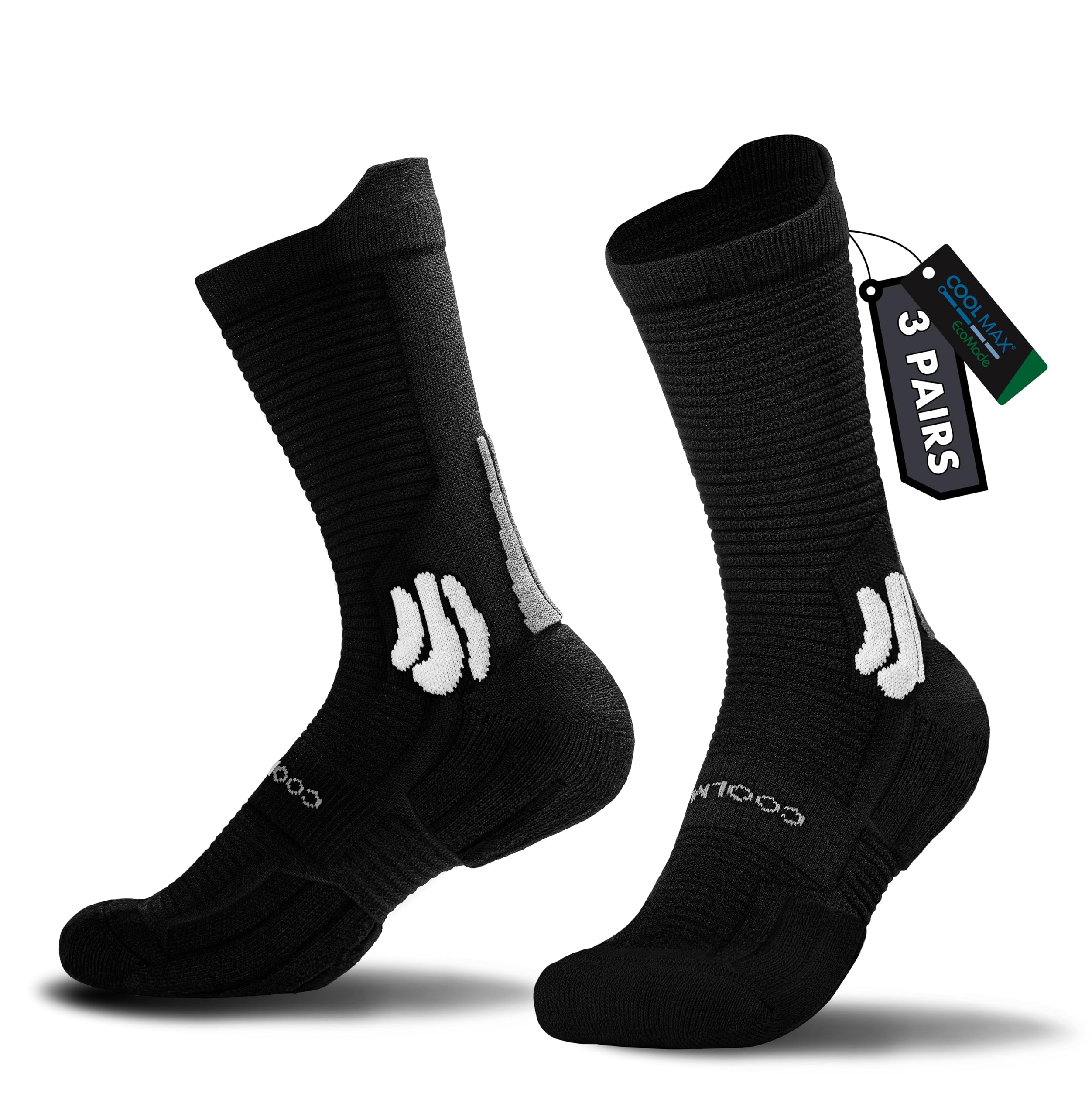 BRISIRA 3 Paar Bambus Kompressionssocken Herren&Damen,Kompressionsstrümpfe mit Fersenpolster, Anti-Blasen-Socken,Laufsocken,Wandersocken mit Belüftungsnetz und Fußgewölbeunterstützung, Größe 35-51