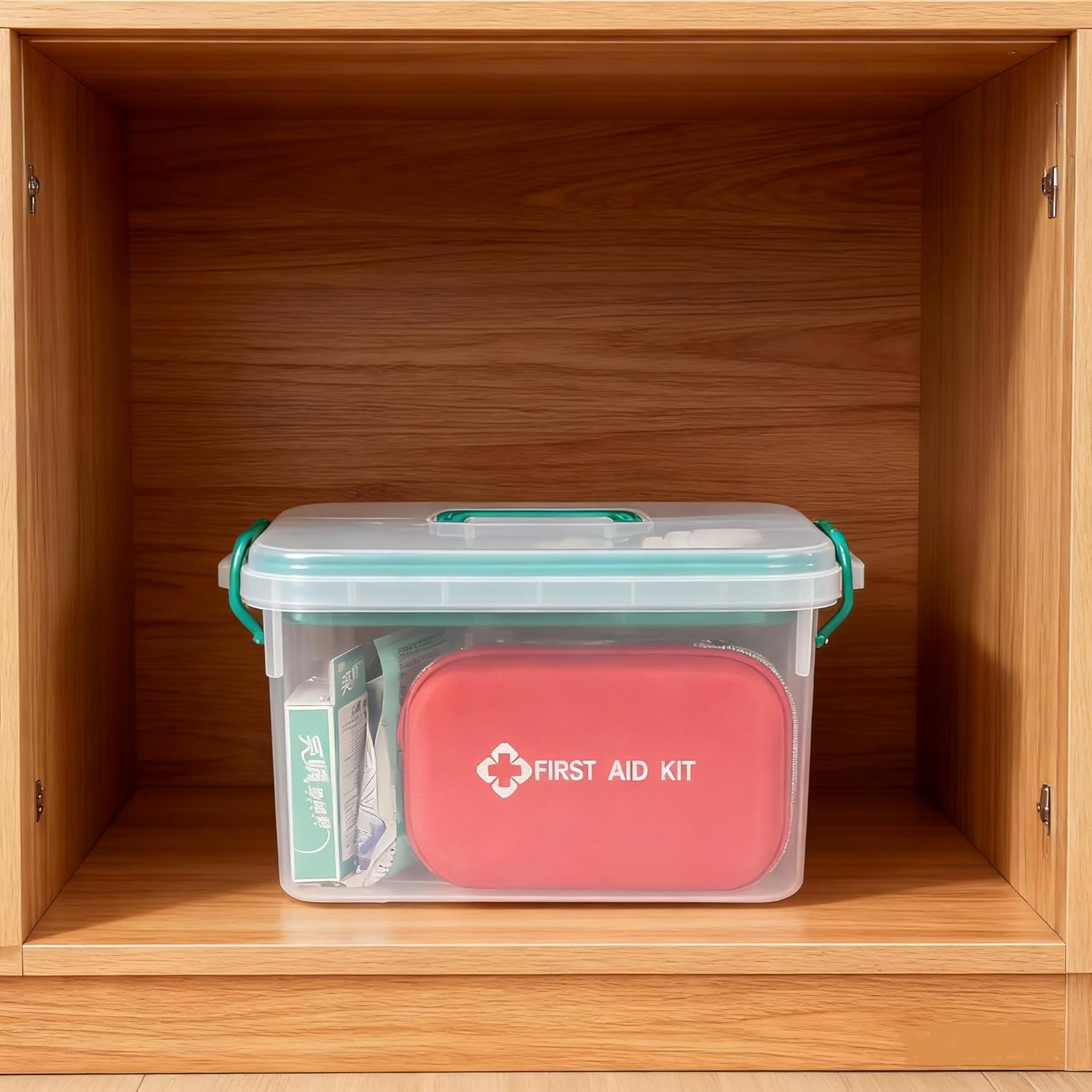 Xyskin Clear Medicine Organizer Storage Box with Tray, Plastic First Aid Box Empty, Thickened Medicine Container Chest, Multipurpose Medical Case Caddy with Lids Handles