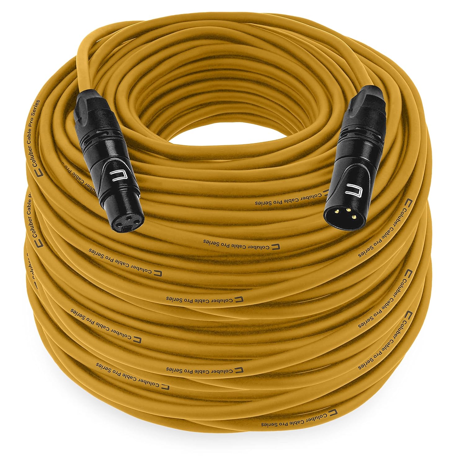 Balanced XLR Cable Male to Female - 200 Feet Yellow - Pro 3-Pin Microphone Connector for Powered Speakers, Audio Interface or Mixer for Live Performance & Recording