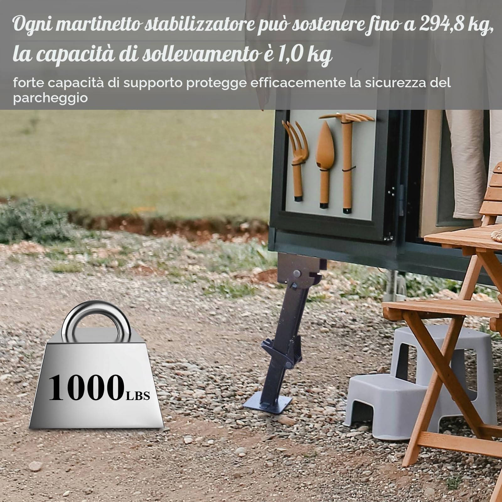 Stabilizzatore per Rimorchio, Martinetto Stabilizzatore per Camper 2Pezzi | Supporto da 650 Libbre, Capacità di Carico di 1000 Libbre, Supporto Parcheggio Martinetto Girevole Telescopico