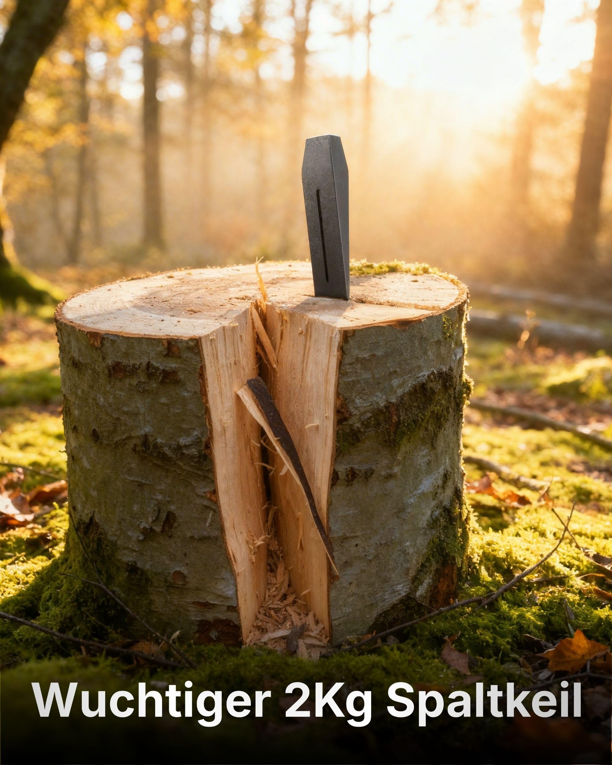 2x Langlebiger Spaltkeil für Holz Spaltkeil Holz spalten - Splitting Wedge Holzspaltkeil Grau - Treibkeil perfekt zum Holz spalten -2Kg