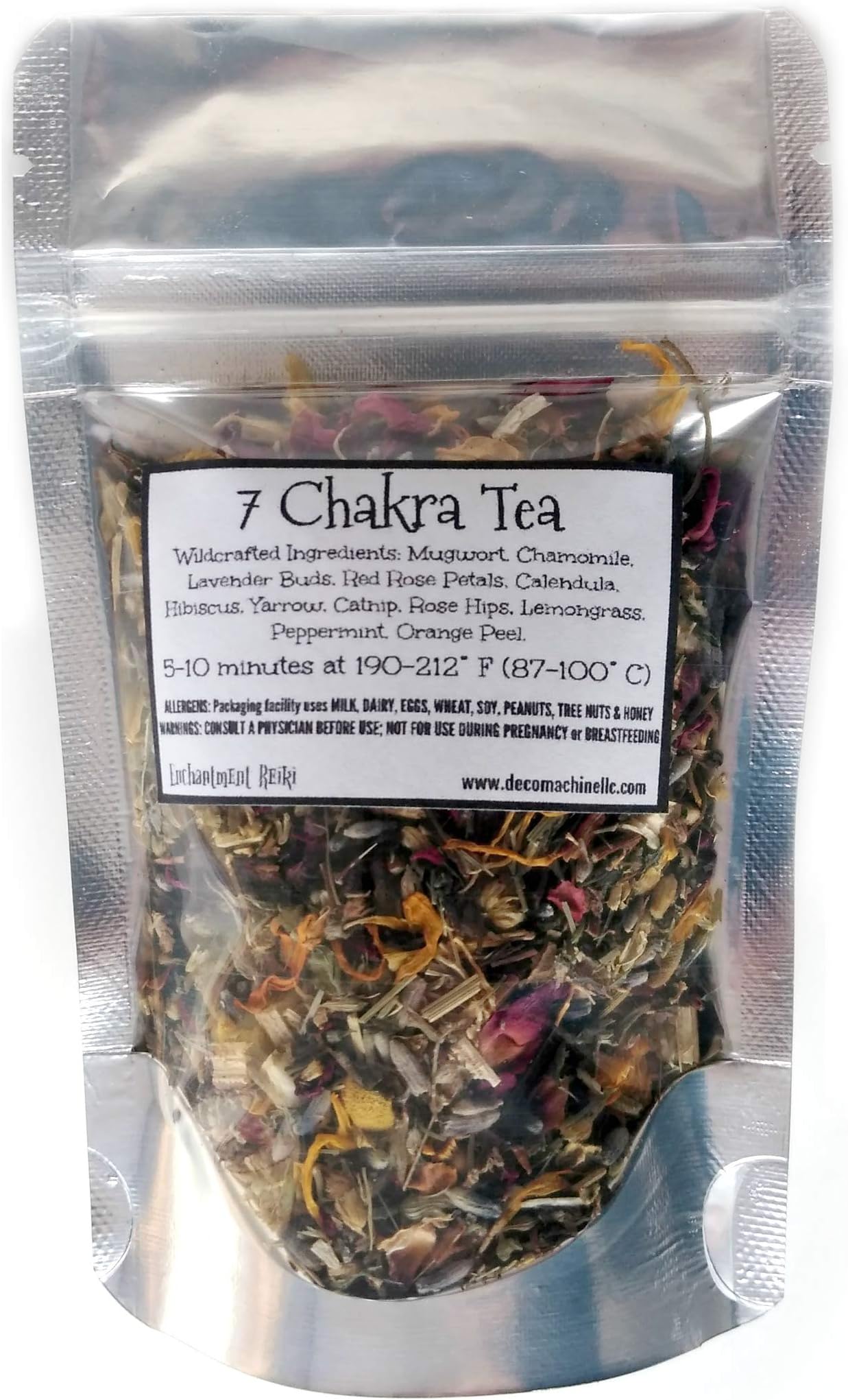 Reiki Charged 7 Chakra Balancing Tea Wildcrafted Loose Leaf Dried Herbs Shaman Lucid Dreaming Sleep Calming Relaxing 0.5 oz bag Small Sample Tea