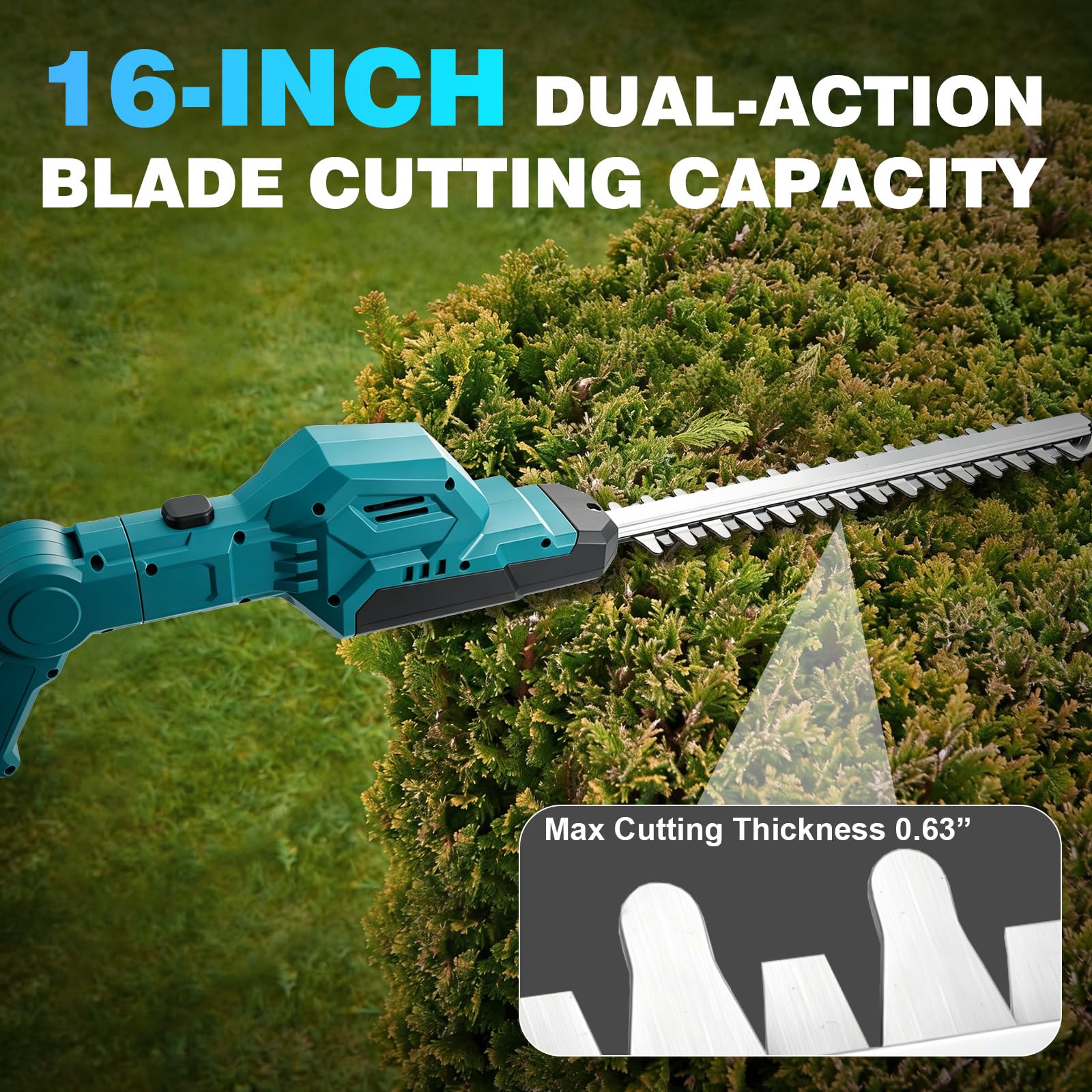4-in-1 Akku Heckenschere Teleskop & Mini Kettensäge für Makita 18V, 8 Zoll Hochentaster Astsäge, 400mm Schnittlänge Akku Gras- und Strauchschere, Max Reichweite bis zu 4,5m, für Garten