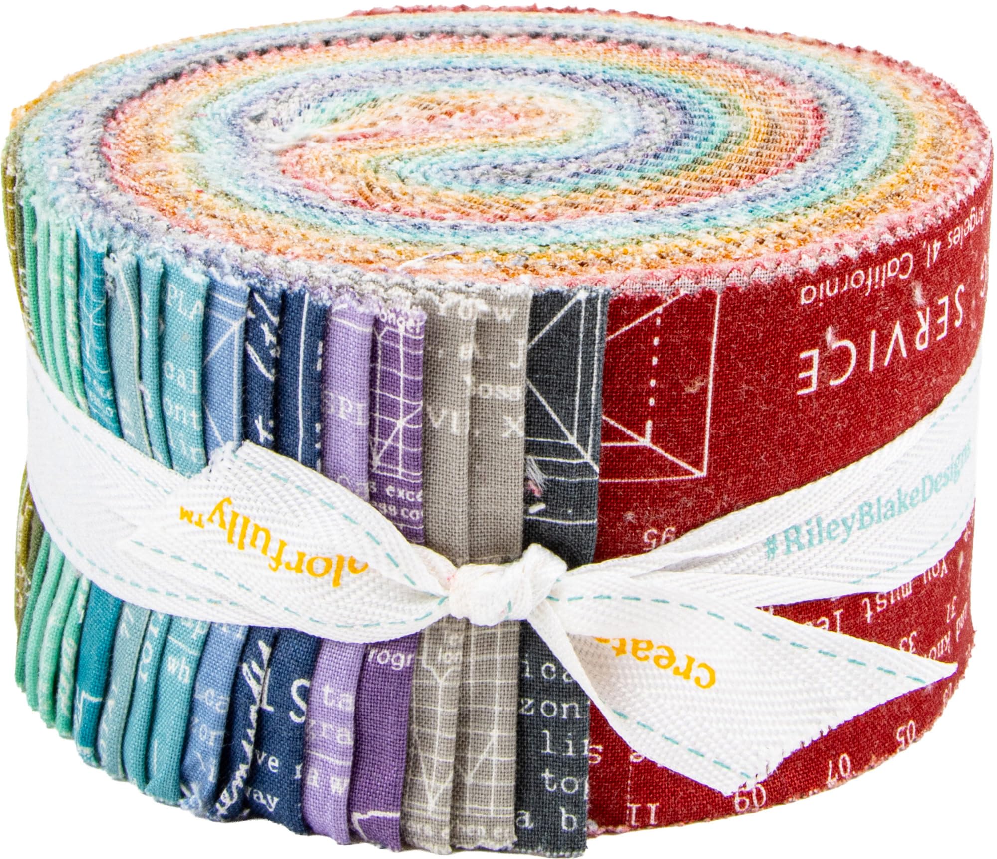 Lori Holt Type/ography A Rolie Polie 40 2.5-inch Strips Jelly Roll Riley Blake Designs RP-16850A-40