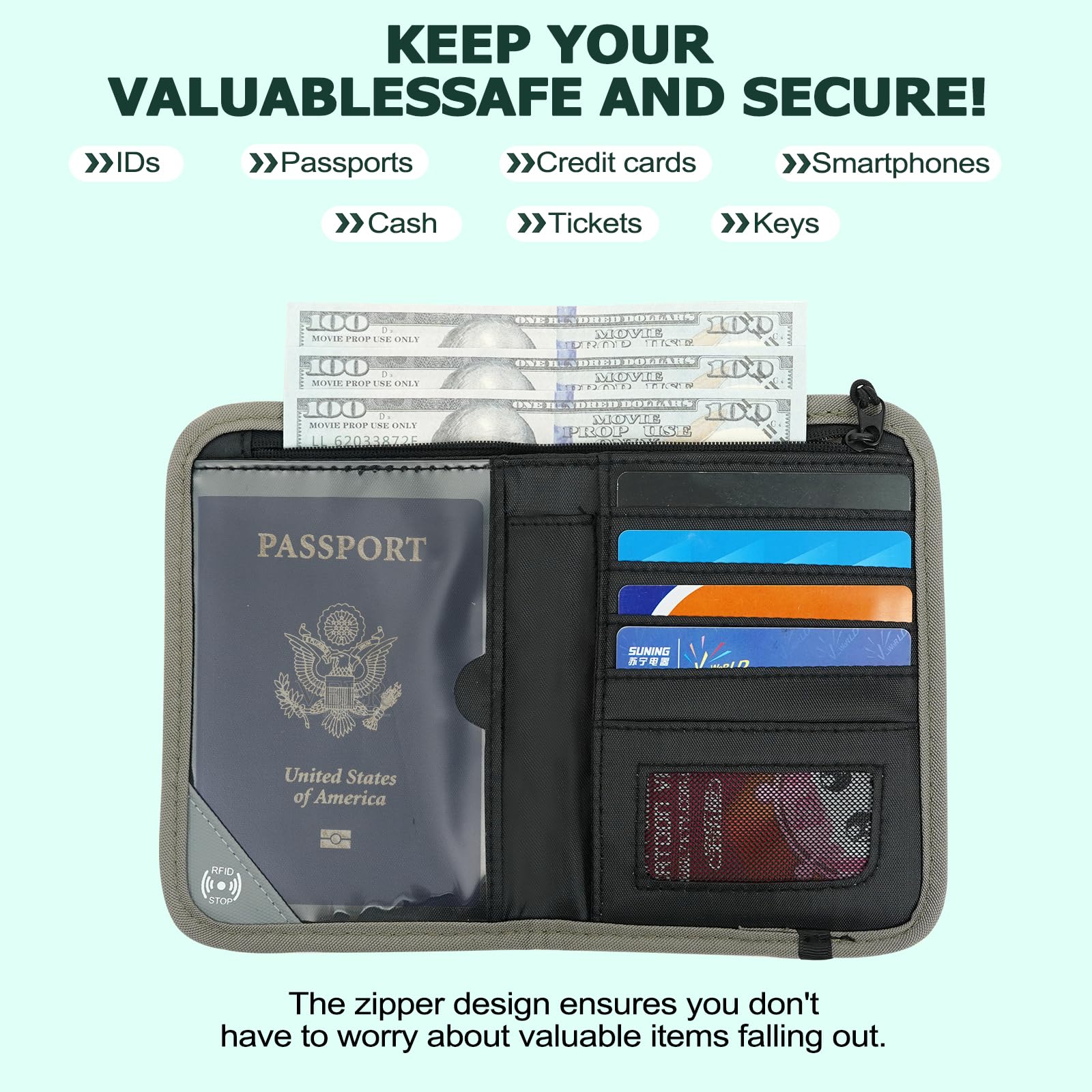 Soporte para pasaporte, organizador de documentos de viaje RFID para mujeres, impermeable, cartera para pasaporte, funda portátil para tarjetas, tarjeta de embarque, identificación, dinero, billetes