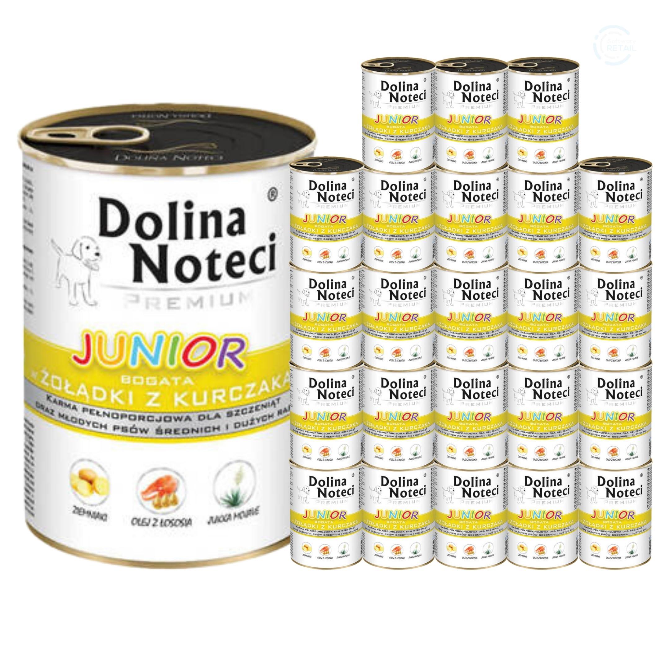 Dolina Noteci Premium Give Your Puppy the Best Start with Junior Wet Dog Food Loaded with Nutrients, Essential Proteins & Pure Natural Goodness! (Chicken Gizzards, 24x400g)
