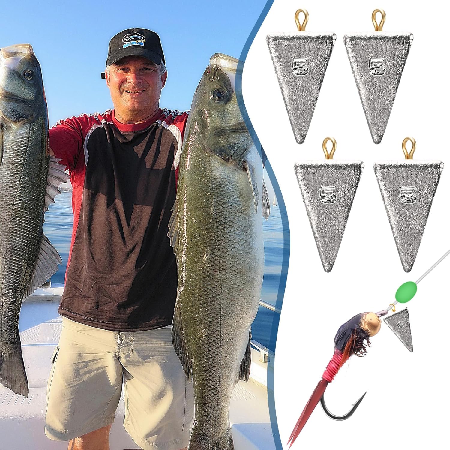 Shimeyao 18 Pieces Pyramid Sinkers Fishing Weights Triangle Fishing Sinkers Rig Pyramid Sinker for Ocean Saltwater Surf Bass Casting Gear Tackle