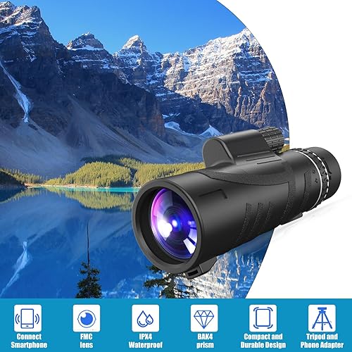 Miniatura 6 de 12x50 HD Monocular Telescope with Smartphone Adapter, Upgraded Tripod, High Power Monocular with Clear Low Light Vision for Bird Watching