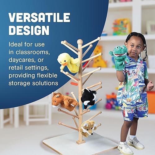 Miniatura 6 de Cre8tive Minds MTC-501 Education Wooden Puppet Tree, Finger Puppet Stand, Holds 26 Puppets, 2-Section Pole Design, 3.7" x 21" x 20.5"