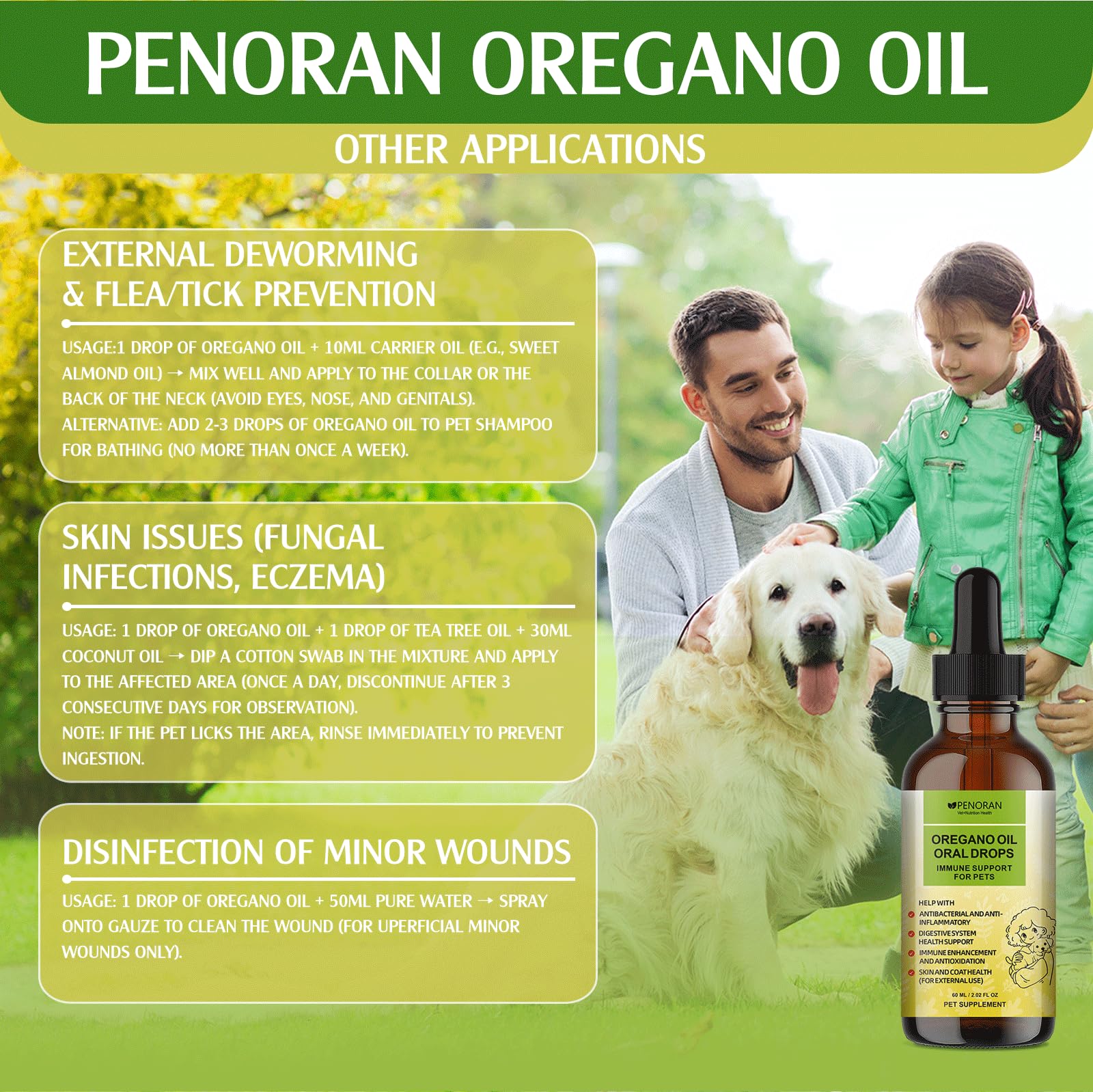 Aceite de orégano para Perros: antibiótico Natural, potenciador inmunológico, promueve la Salud digestiva, Alivia Las infecciones por levadura y Mejora la picazón de la Piel/Orejas.