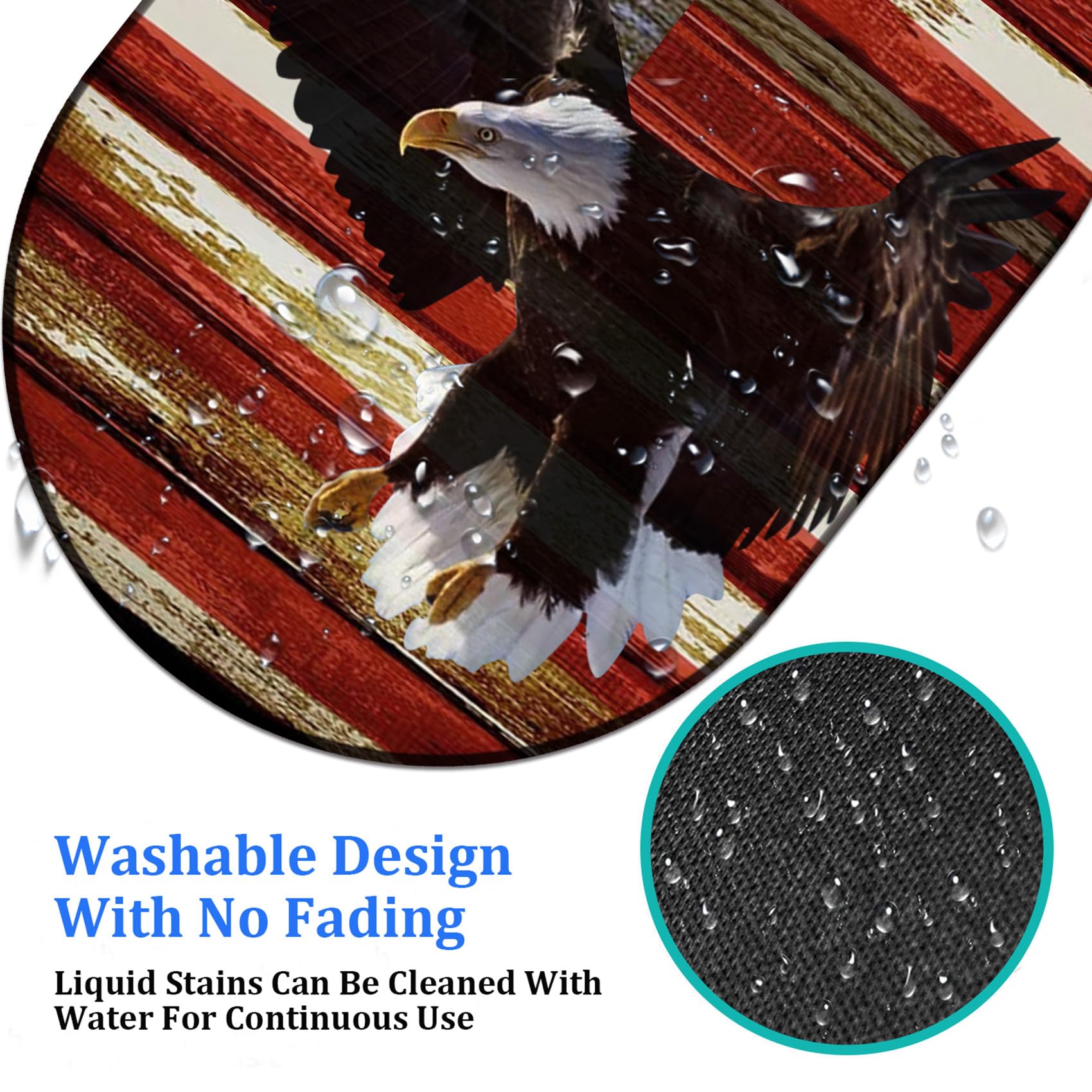 American Flag Gaming Mouse Pad With Coaster - Bald Eagle Design Non-Slip Rubber Base