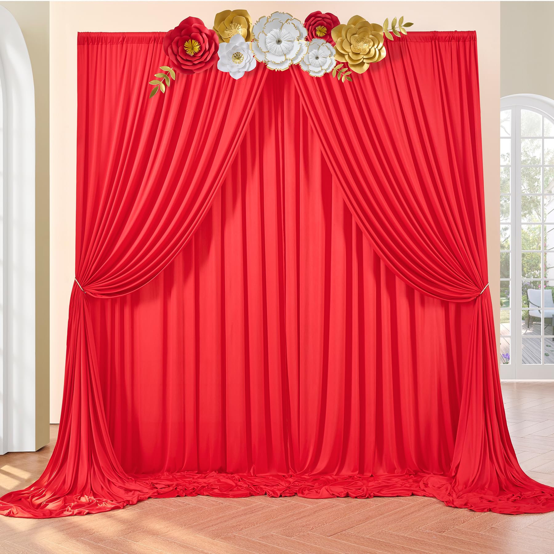 HBBMAGIC 6m x 3m Tenda di sfondo rosso per la festa di nozze, tende di sfondi per pareti fotografiche senza rughe per il battesimo di compleanno Baby Shower