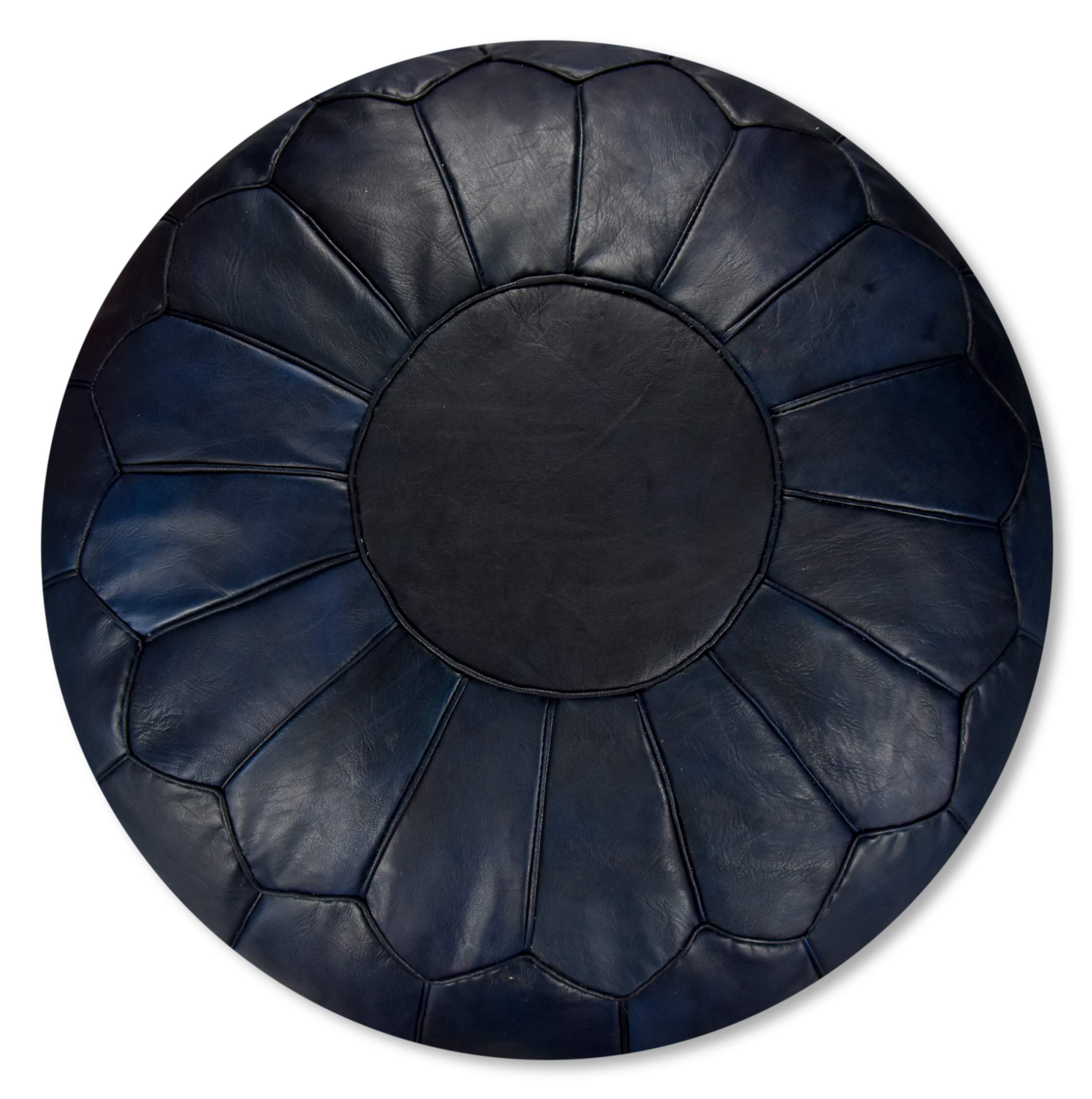 See the Good Premium XL Leather Pouffe - Handmade - Delivered stuffed - Ottoman, footstool, floor cushion (Midnight Blue) — image 1