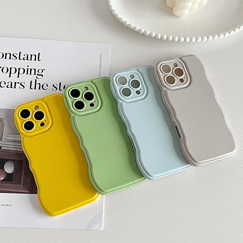 Vista 84 de FABSPARK - Funda para iPhone 14 Pro Max, diseño simple, marco ondulado, estética, silicona suave, color beige