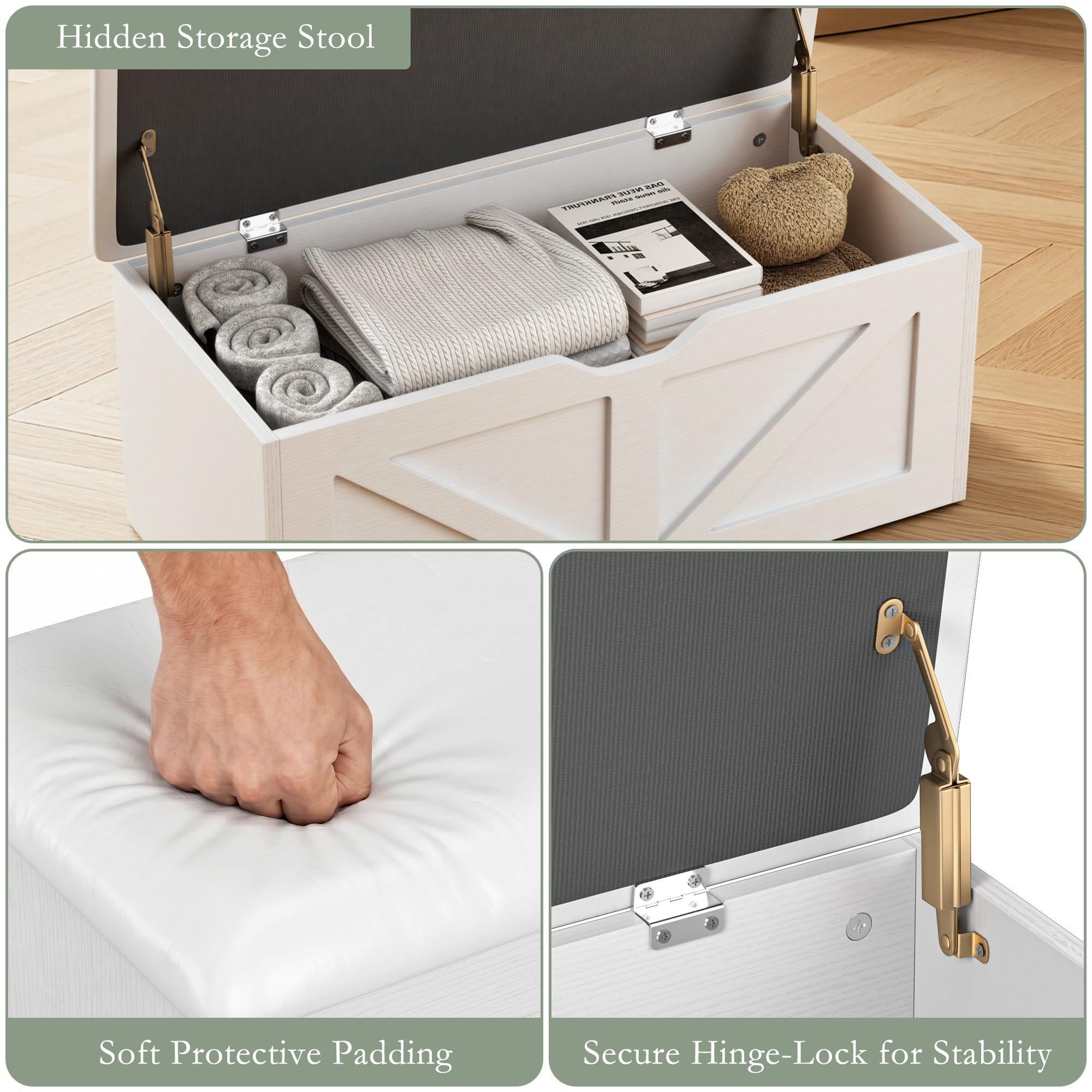 Couchtische mit Aufbewahrung versteckten Fach, Lift Top 31,5 Couchtische mit Bank, Mitteltisch mit Holz Lift Tischplatte für Wohnzimmer, weiß