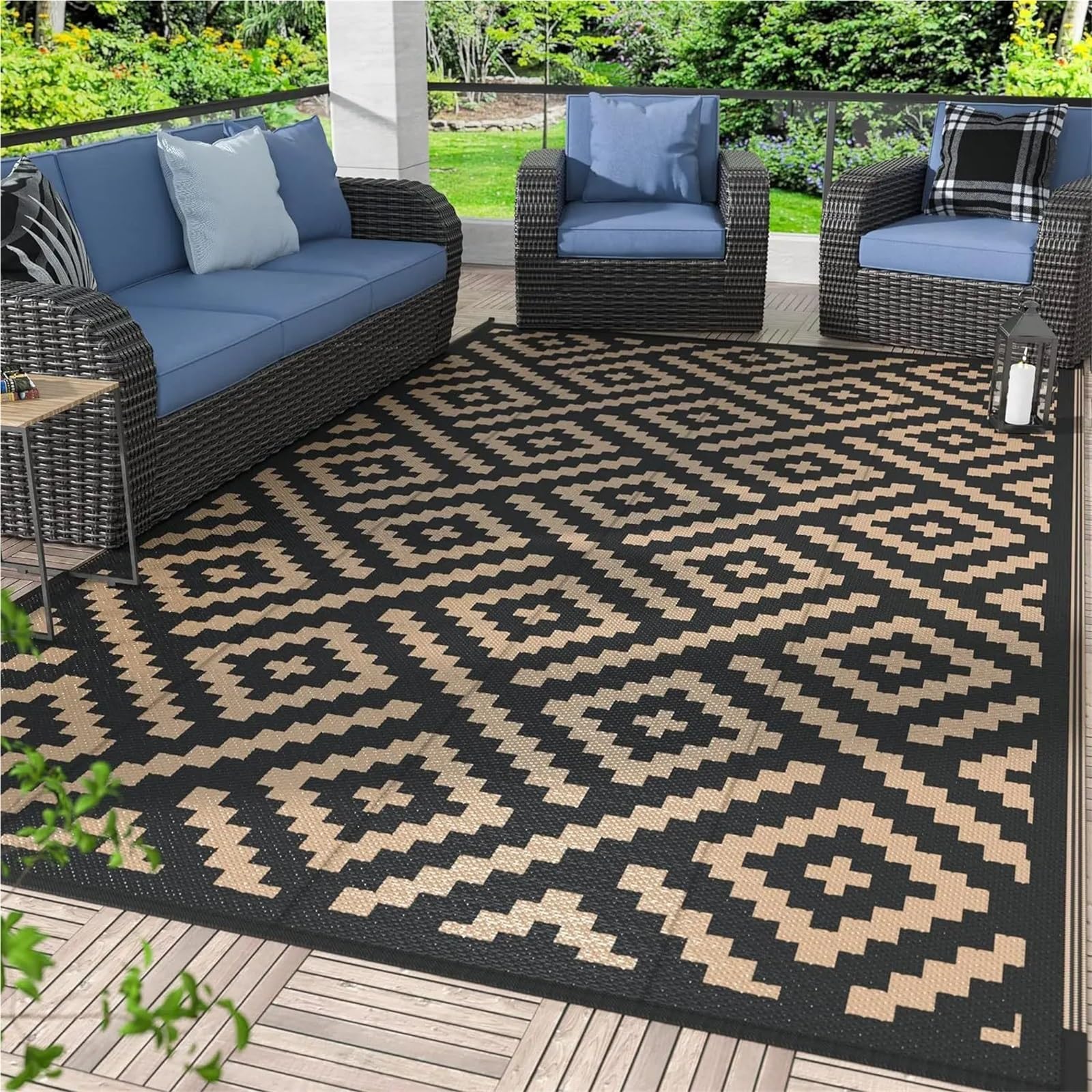 Dywan na zewnątrz, Mata piknikowa na zewnątrz, balkon, taras, dywanik do domu, salonu, ogrodu, kempingu(Khaki,800MMx1200MM)