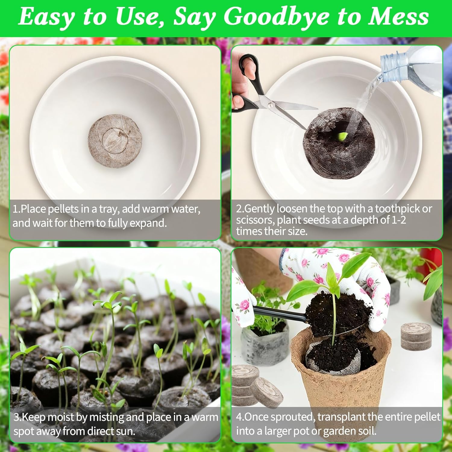 Legigo 200 PCS 50mm Peat Pellets Seed Starter Soil, Compressed Seed Starting Pods Plant Starter Soil Pods Plugs for Seedlings, Peat Pods for Starting Seeds, Herbs Tomatoes Flowers and Vegetables