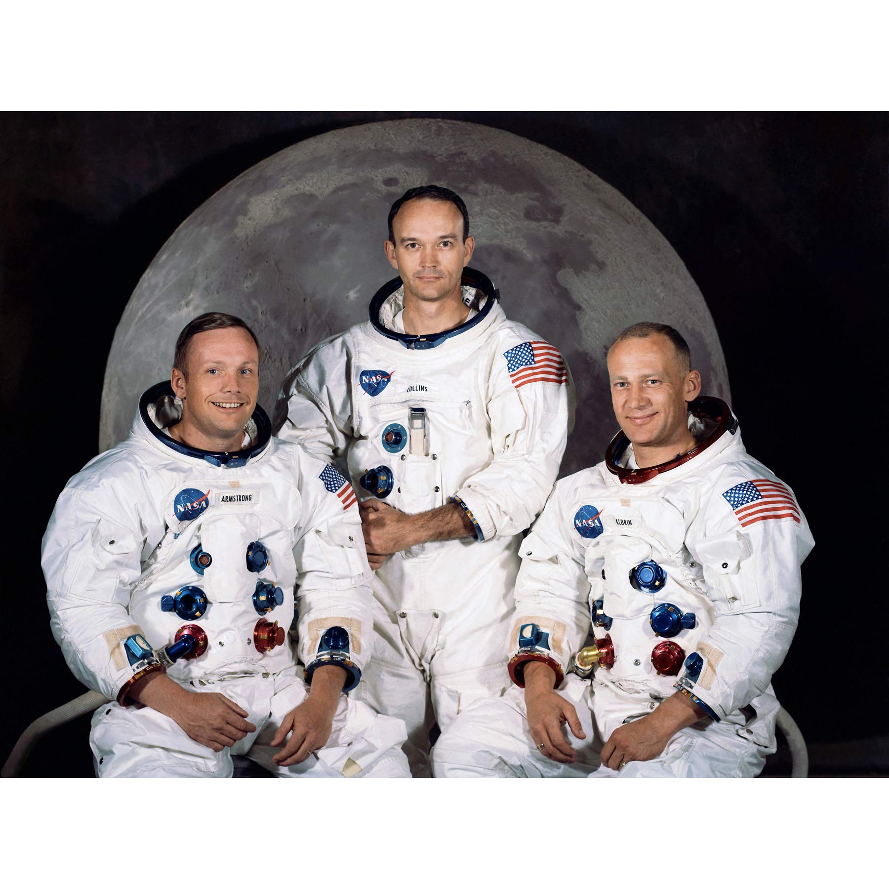 Artery8 Space NASA Apollo 11 Crew Armstrong Collins Aldrin Large XL Wall Art Canvas Print