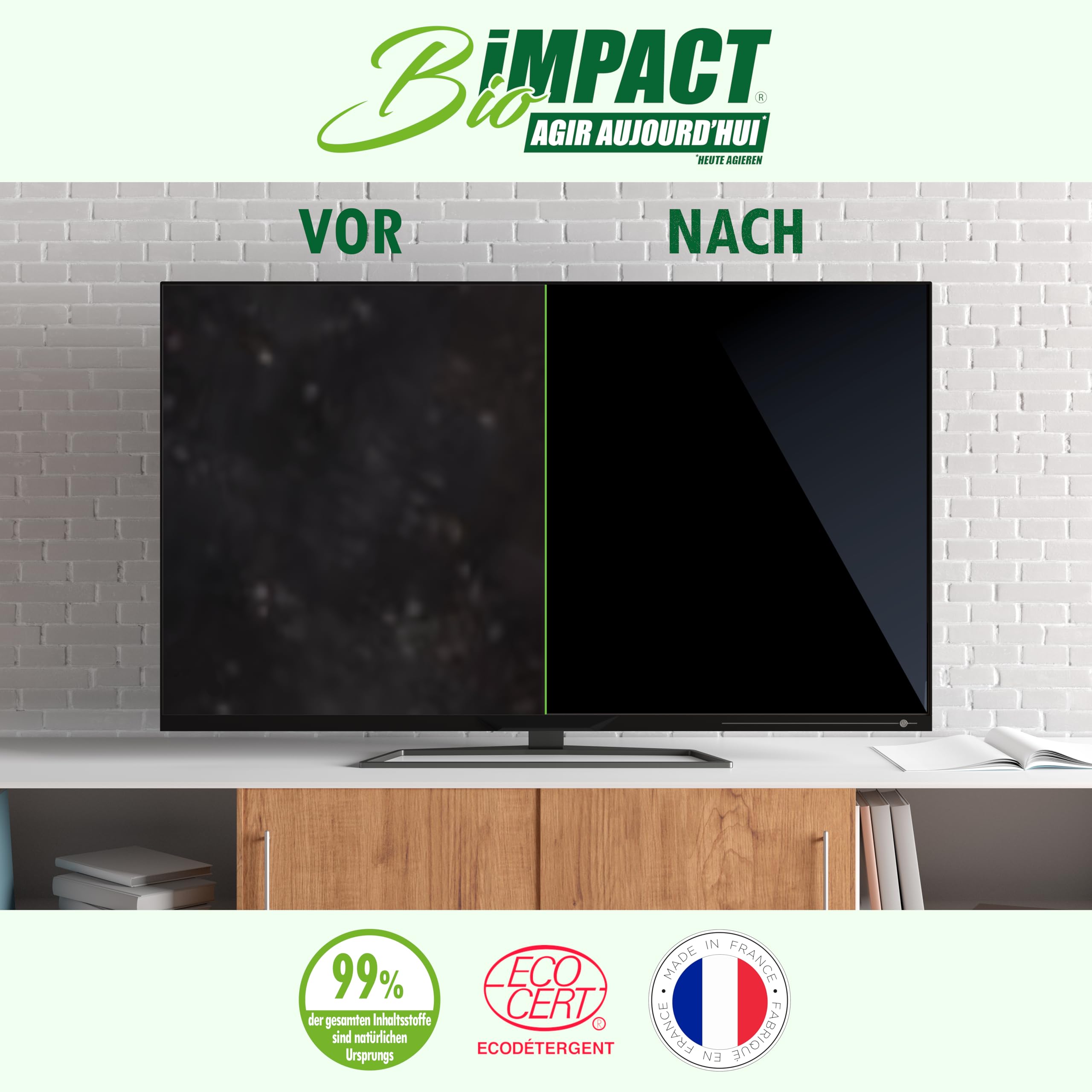 Bildschirmreiniger für Fernseher, Computer, Brille, 6 x 500 ml, Spray, Ecocert-Siegel