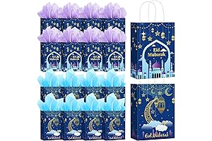 Trandraft Eid Mubarak Gift Bag with Tissue Paper | 24 Pcs