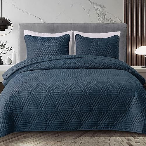 Miniatura 8 de Whale Flotilla Juego de edredón suave tamaño Queen para todas las estaciones, juego de ropa de cama de 3 piezas, colcha geométrica ultrasónica,