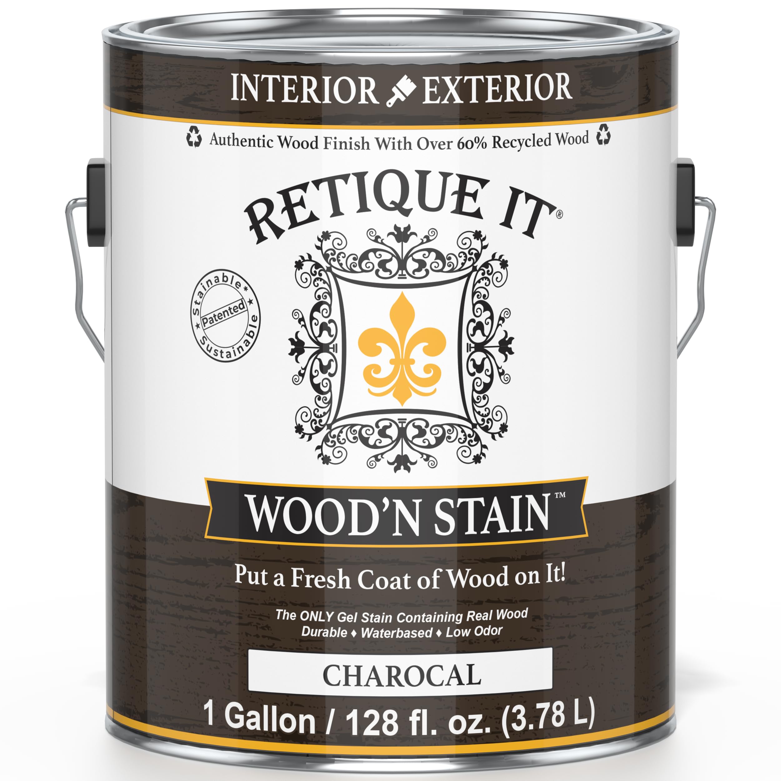 Retique It Wood'n Stain - Liquid Wood Gel Stain Interior/Exterior (128 oz (Gallon), 15 Charcoal)
