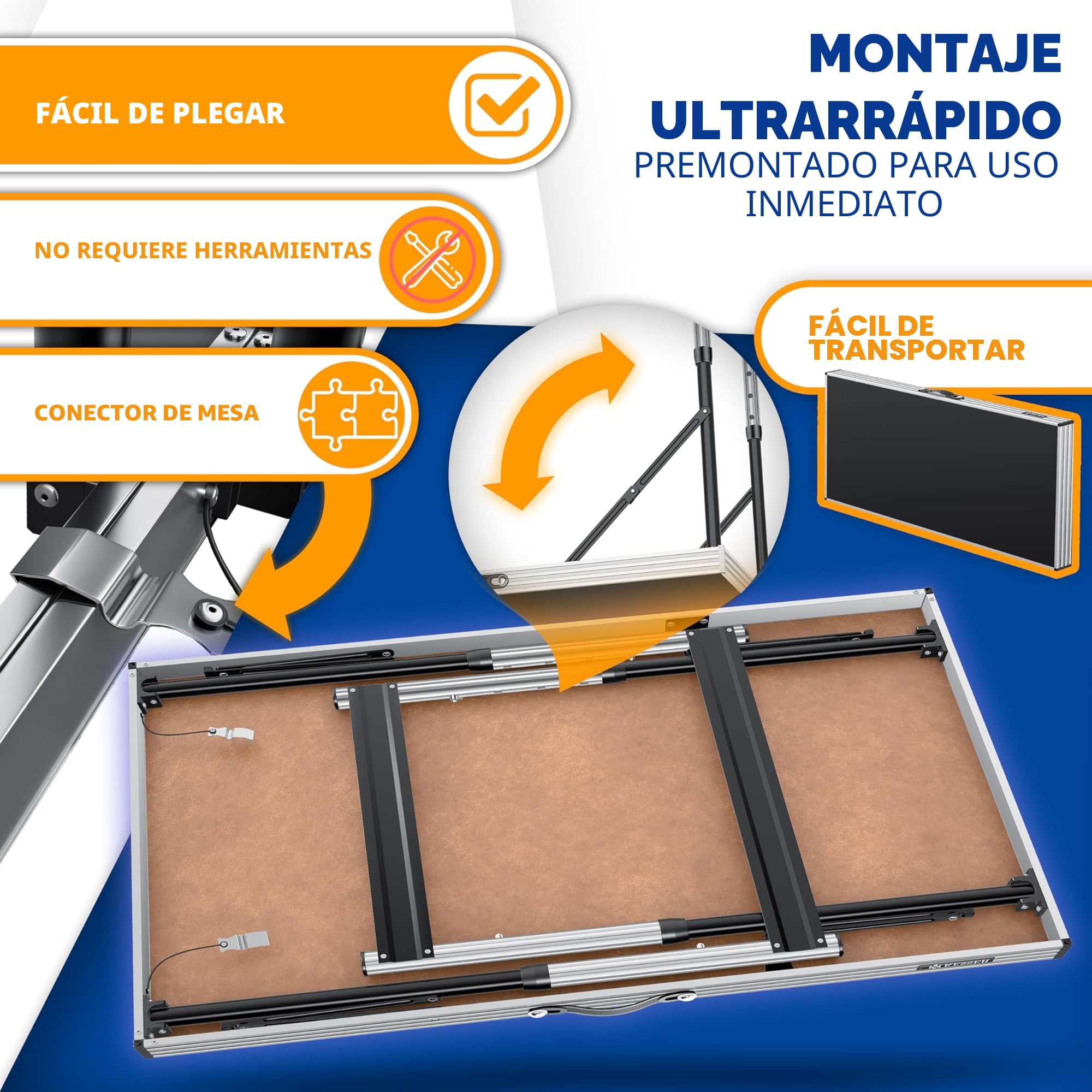KESSER® Mesa multifunción Profesional de 3 Piezas, 100 x 60 cm, Mesa para empapelar, Capacidad de Carga de 30 kg por Mesa con función Extensible, Plegable, Mesa Auxiliar Multiusos para Camping