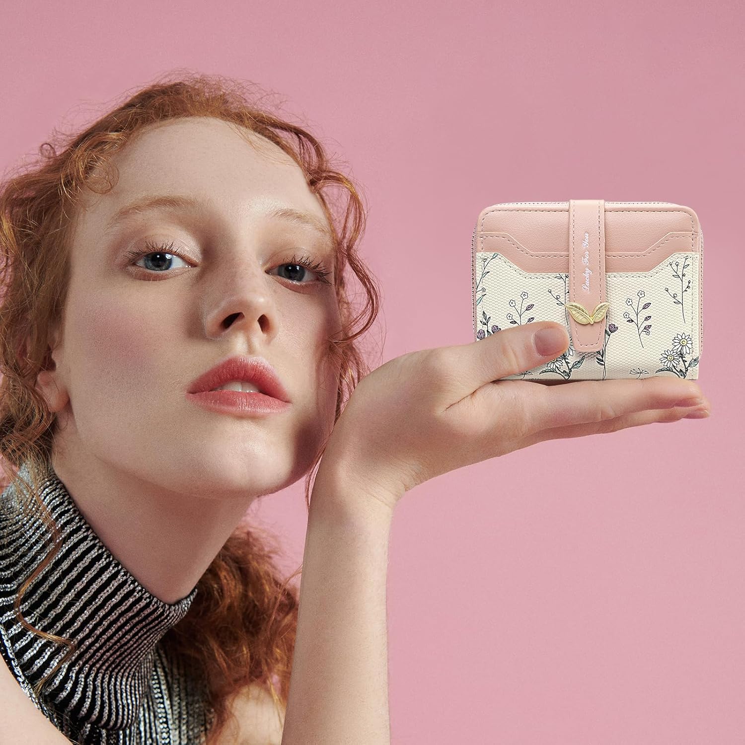 GAEKEAO Small Wallets Woman RFID Blocking Vegan Leather Bifold Floral Ladies Purse Card Holder with Zipper Pocket ID Window - Image 6