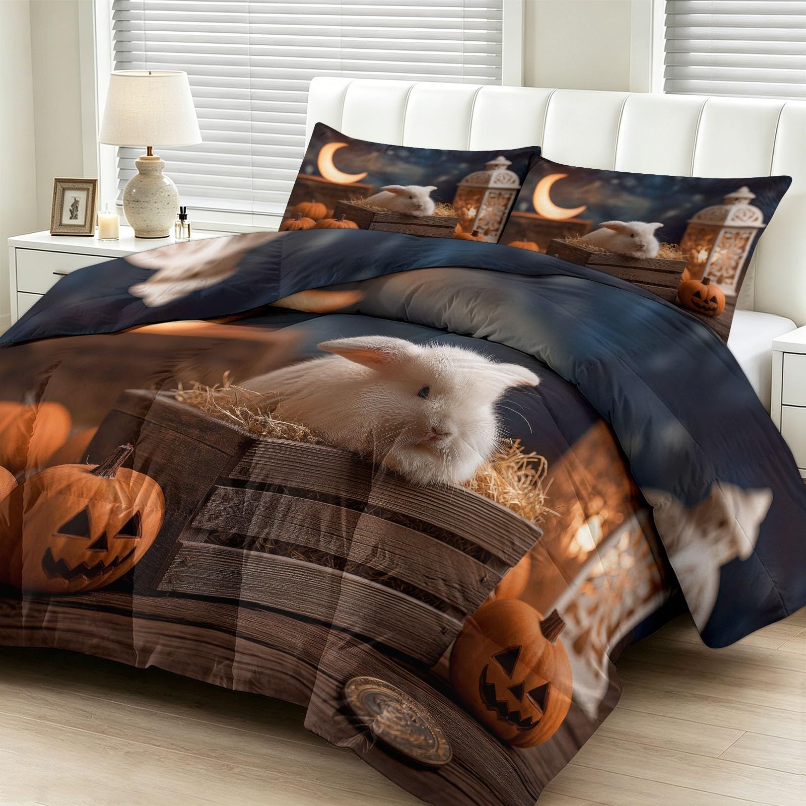 Couette animaux fête 140x200 cm pour instaurer une ambiance cocooning d'Halloween en automne