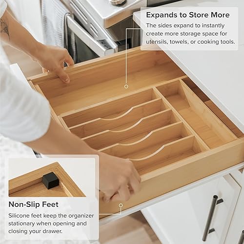 Miniatura 6 de KitchenEdge Organizador de cubiertos, cubiertos y utensilios de primera calidad para cajones de cocina, apto para alimentos, grado contractual,