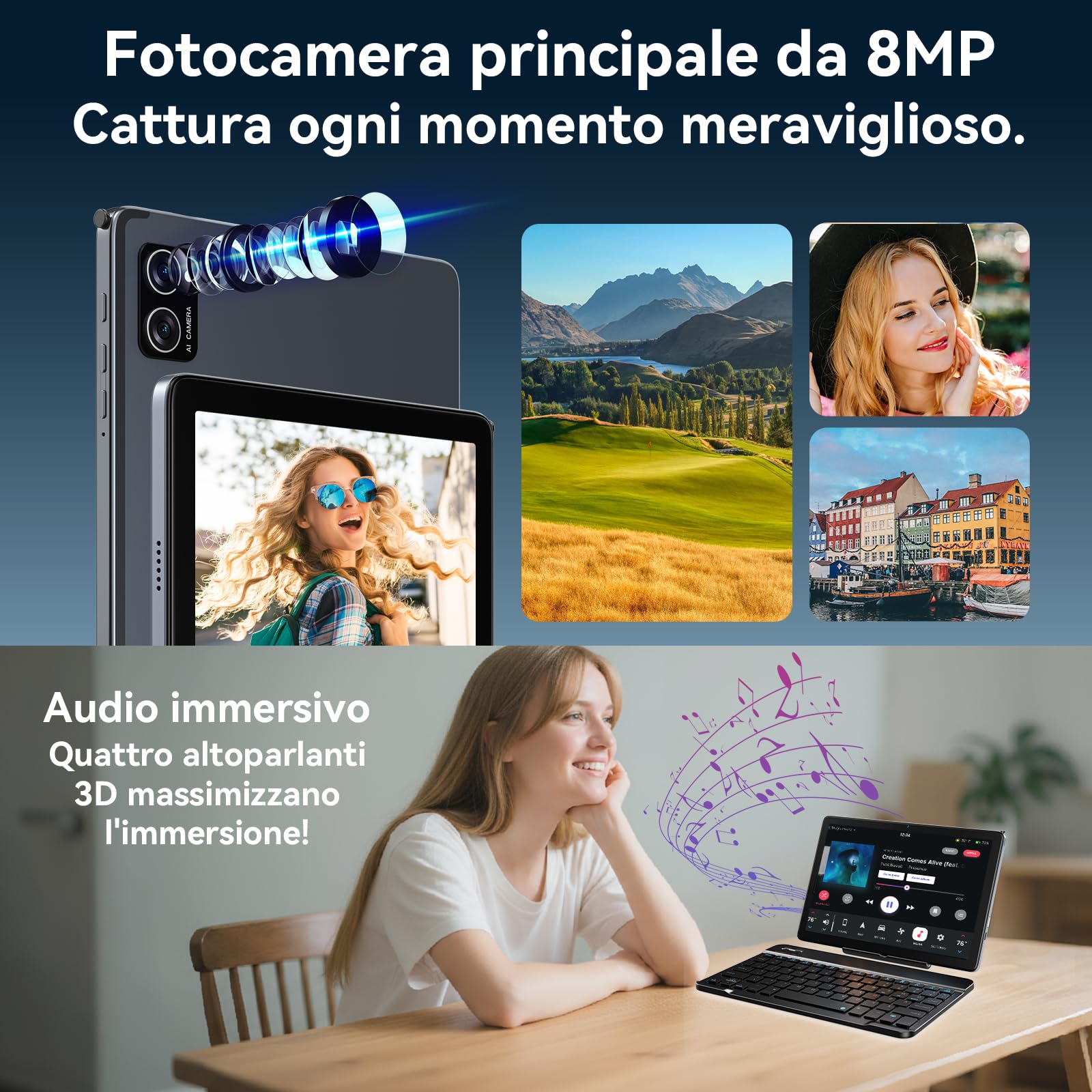 TABWEE Tablet Android 16 con Tastiera, 24 GB RAM+ 256 GB ROM(4 TB TF) | Ideale per Intrattenimento, Octa-Core, Widevine L1, Tablet 10 Pollici in Offerta, Gemini AI, Face ID (Garanzia di 4 Anni)