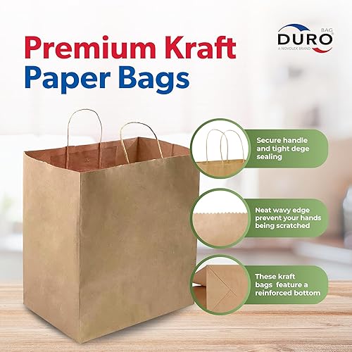 Miniatura 2 de Duro ID # 87490 Bistro  Bolsa de compra 60# papel kraft natural, 250 unidades 10 x 6,75 X 12 pulgadas