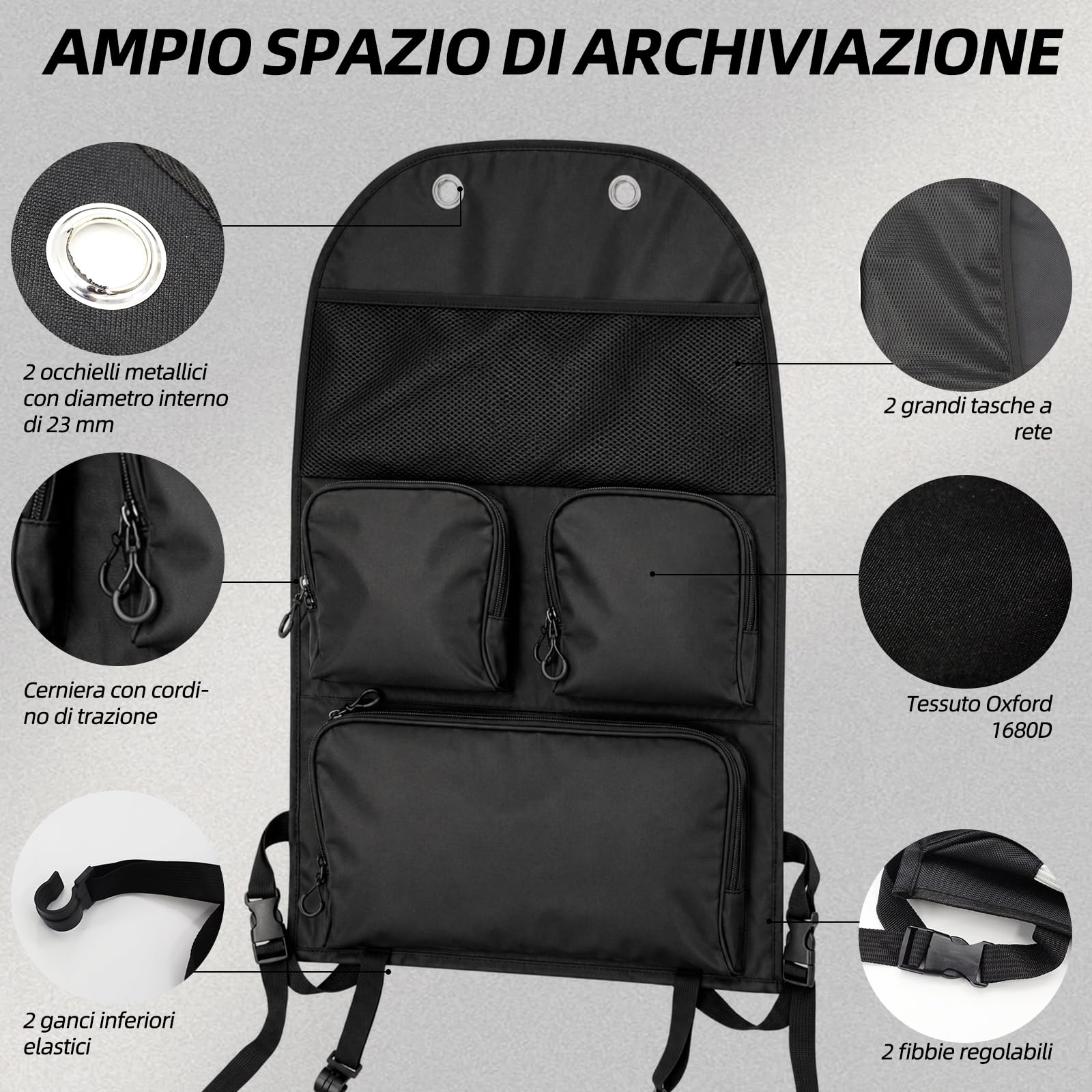 Borsa organizer per sedile singolo – organizzatore per seggiolino auto impermeabile con molti scomparti per VW T5, T6, T6.1 – perfetto per campeggio, viaggi e uso quotidiano