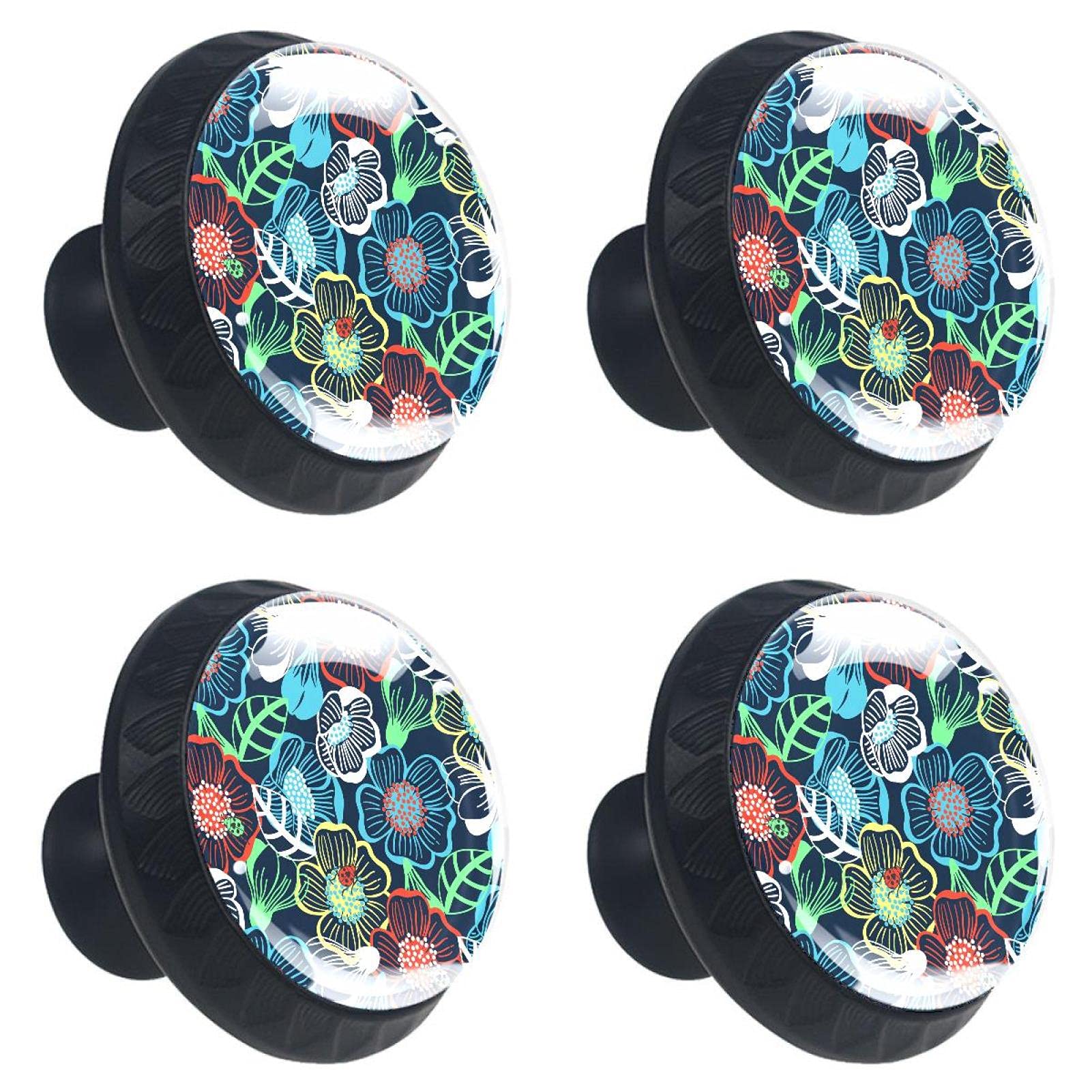 Bouton de tiroir en verre floral 30 mm poignée haut de gamme