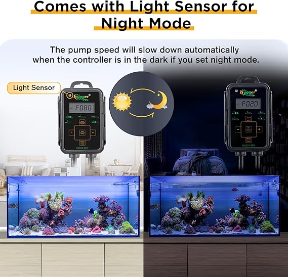 Hygger Aquarium Wave Maker 1321 GPH 12W ، مضخة تدفق متقاطعة قابلة للتعديل مع وحدة تحكم في شاشة LED ، مغناطيسي DC 24V Aquarium Powerhead لأحواض المياه العذبة والشعاب البحرية حتى 60 غالون