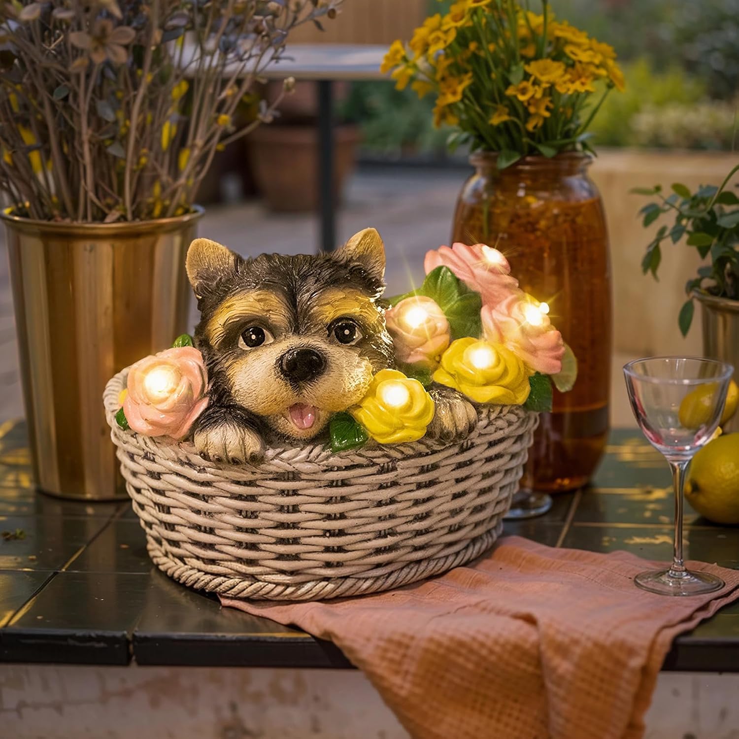 2Pack Candle Solar Lantern, 1Pack Dog t Solar Garden Decor Patio Decor Birthday Gifts for Women Mom