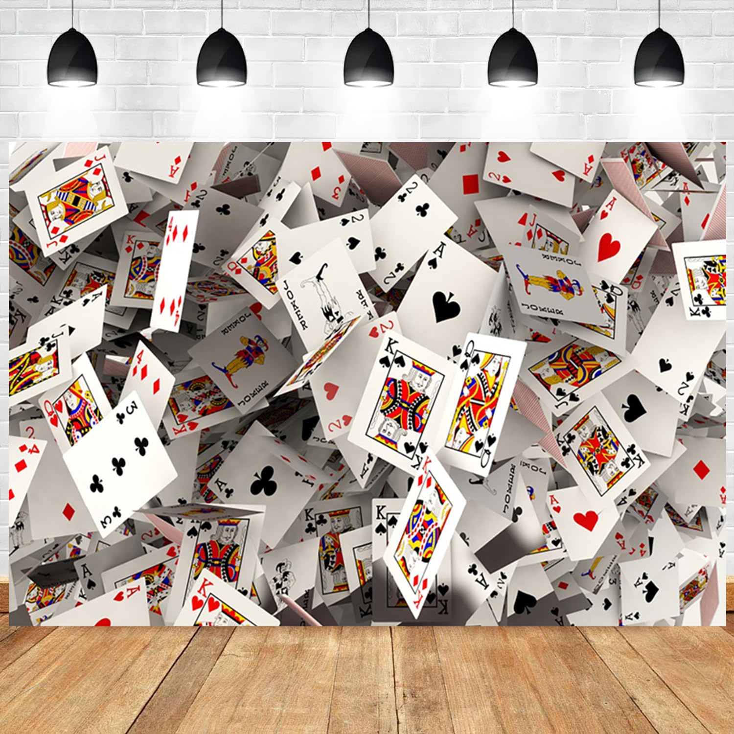 7x5ft Poker Backdrop 3D Playing Cards Casino Game Night Photography Background Las Vegas Poker Card Gambling Party Banner Decorations Photo Studio