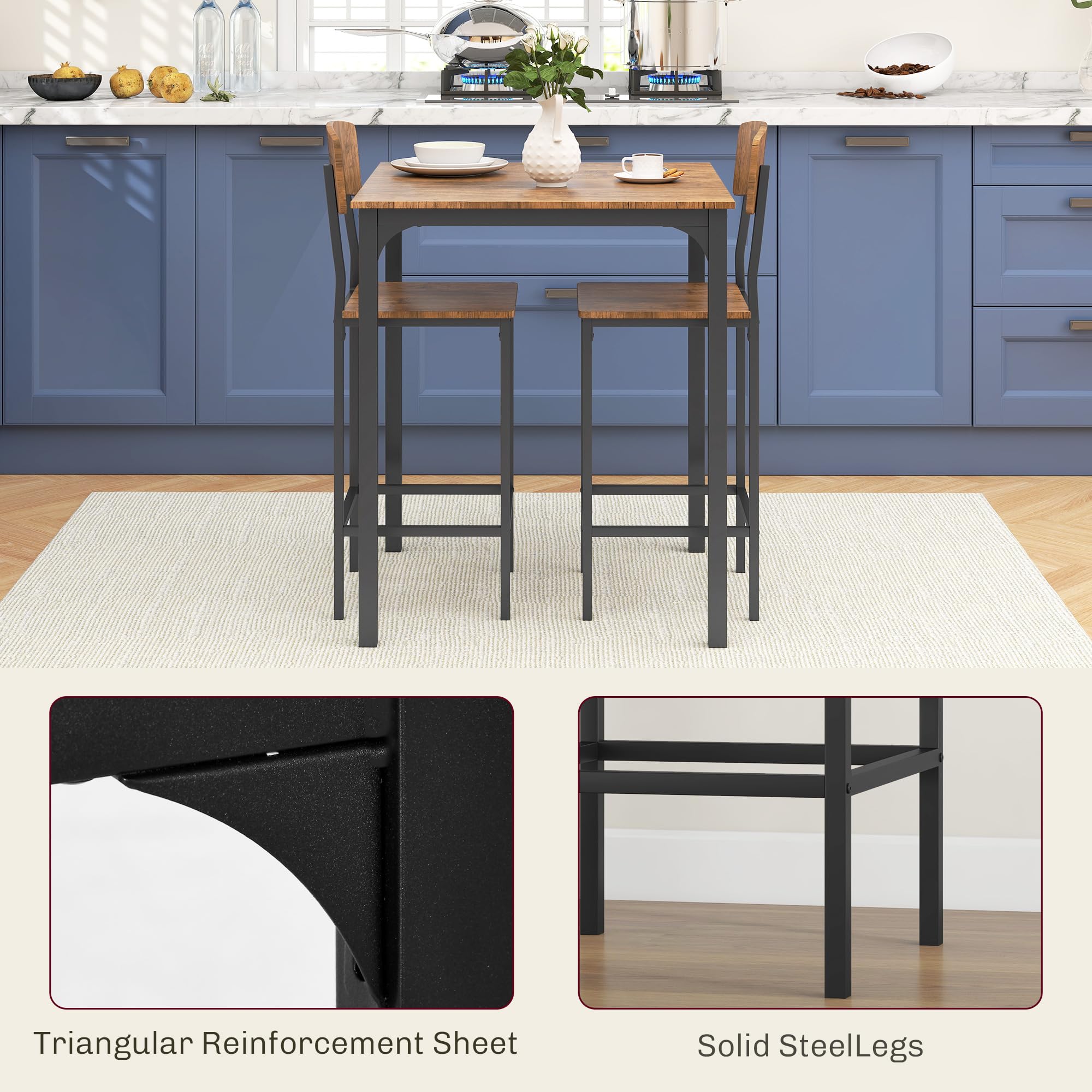 Amazon.com - HOMCOM 3 Piece Industrial Counter Height Dining Table