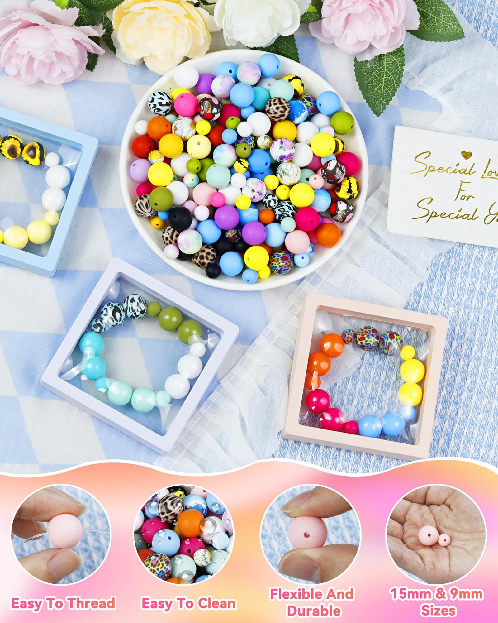100 Stück Silikonperlen 15 Mm – Bunt, Rund, Mit Loch, Für Armbänder & DIY Bastelarbeiten