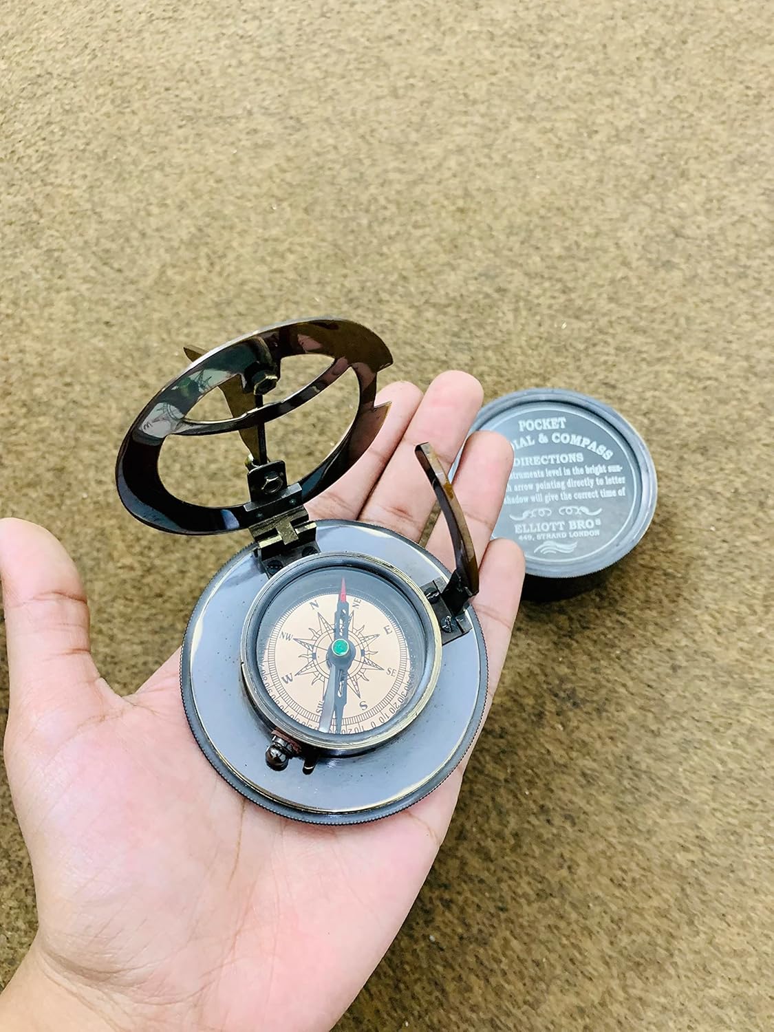 Nautical Brass Calendar Compass Working Sundial Antique Compass Marine Drum Sundial Compass, Calendar Compass,