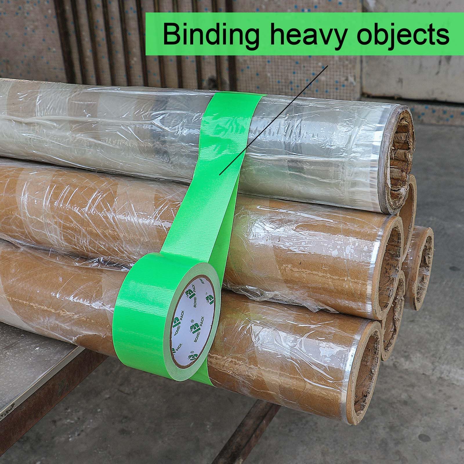 BOMEI PACK 2 Rolls Grass Green Duct Tape 2 inch Reinforced Strong Sticky Ducts Fixing Gaffer Tape 48mm x 30Y for Repairing,Heavy Duty Moving Sealing Bundling,Decoration Craft Labeling - Image 3
